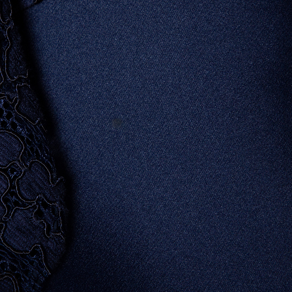 CH Carolina Herrera Navy Blue Lace Sleeveless Peplum Dress XS