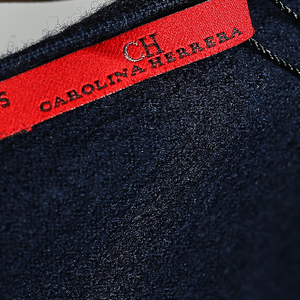 CH Carolina Herrera Navy Blue Wool & Lace Trim Detailed Jumper S