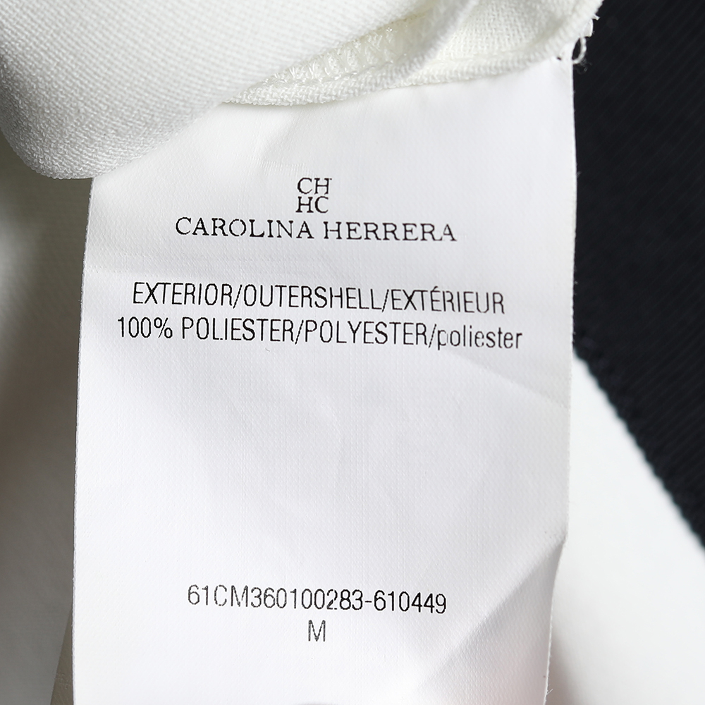 CH Carolina Herrera White Twill Contrast Trim Belted Sleeveless Shrug M