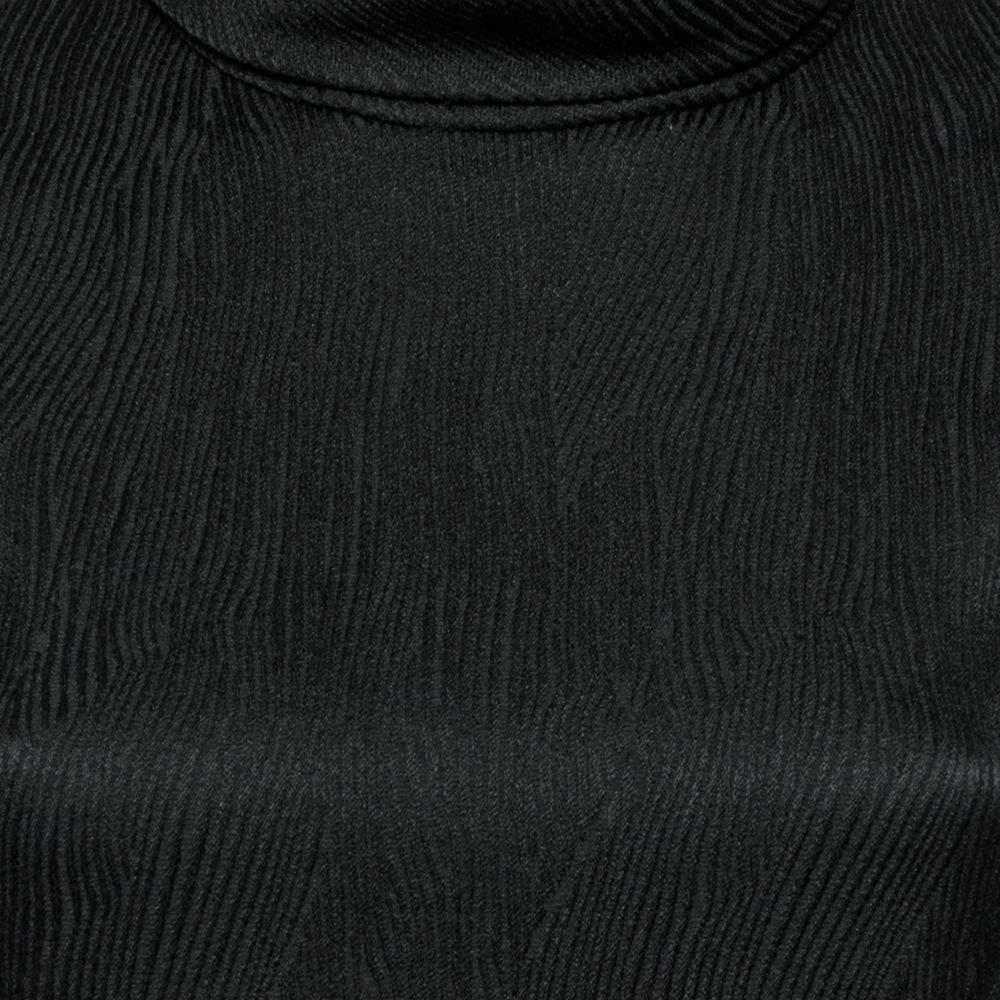 CH Carolina Herrera Black Textured Knit Flared Hem Dress S