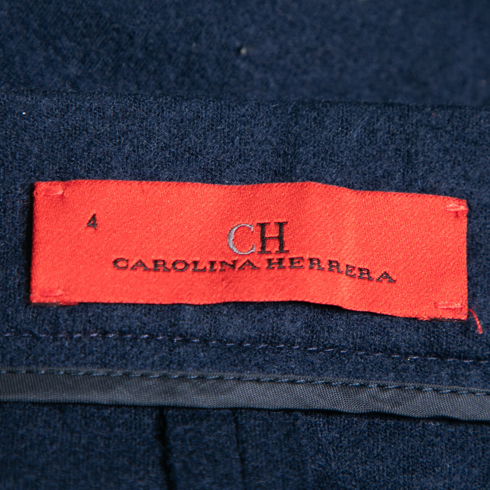 CH Carolina Herrera Navy Blue Wool Knee Length Skirt S