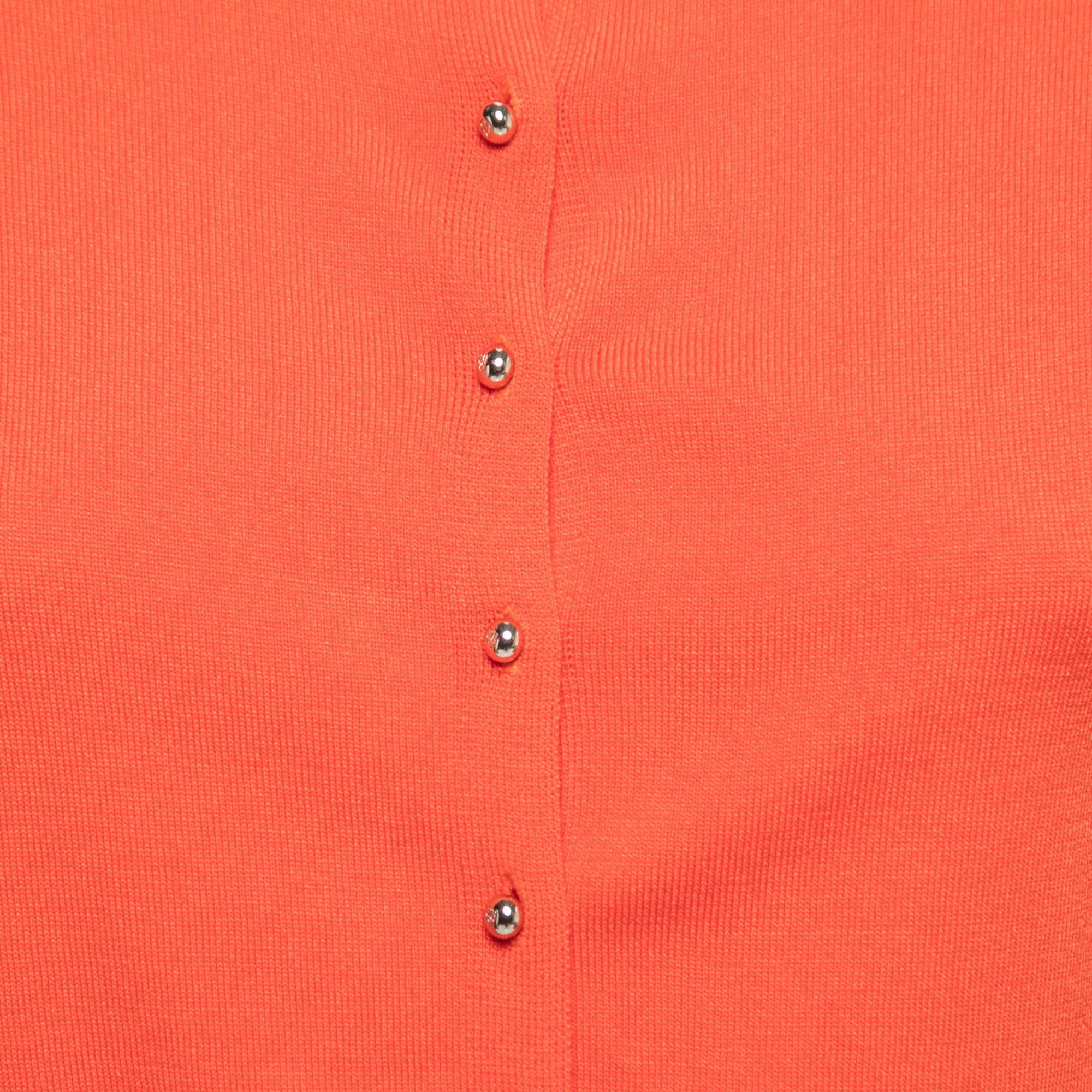 CH Carolina Herrera Orange Knit Button Front Cardigan XS