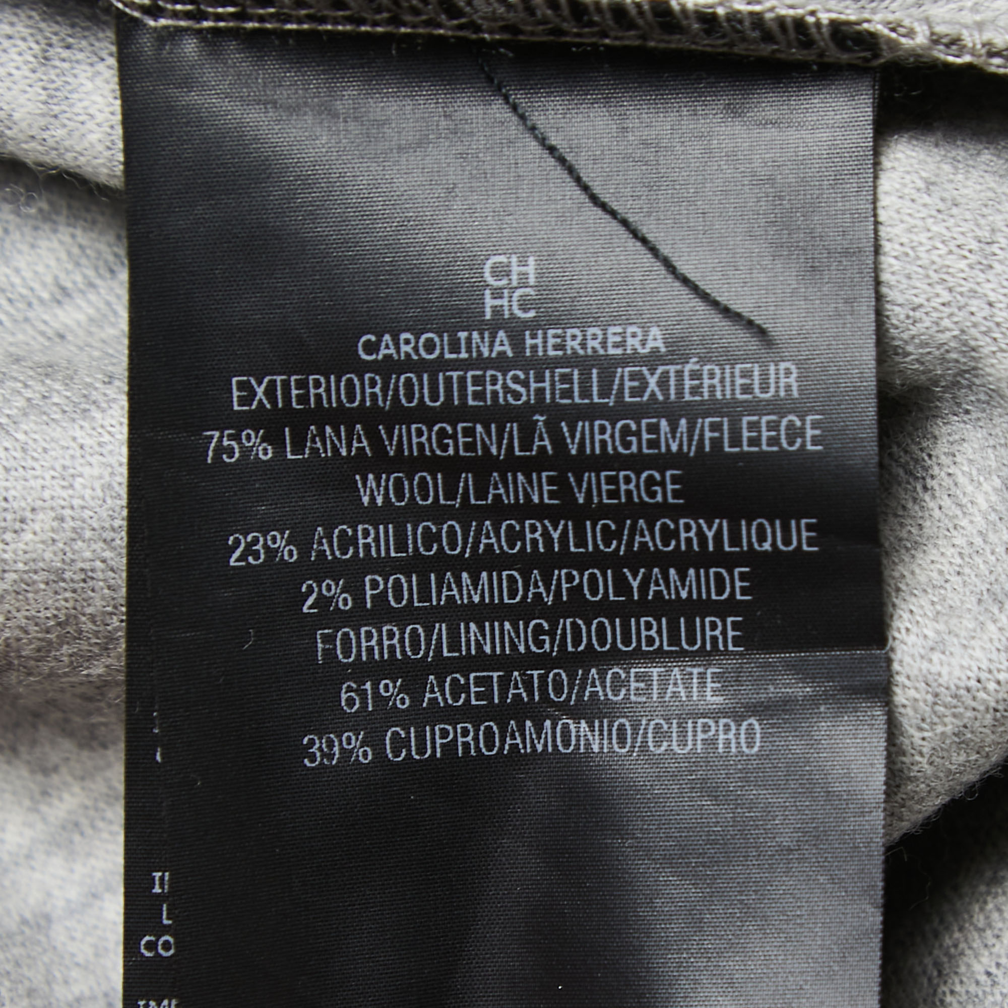 CH Carolina Herrera Grey Wool Elasticized Waist Trousers L