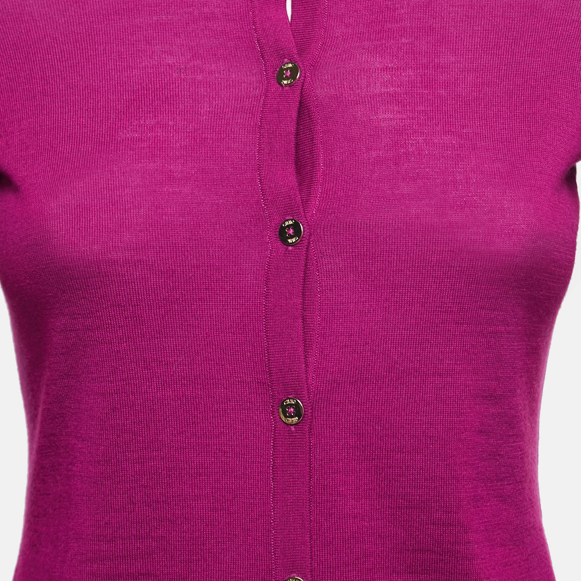 CH Carolina Herrera Purple Knit Buttoned Cardigan XS