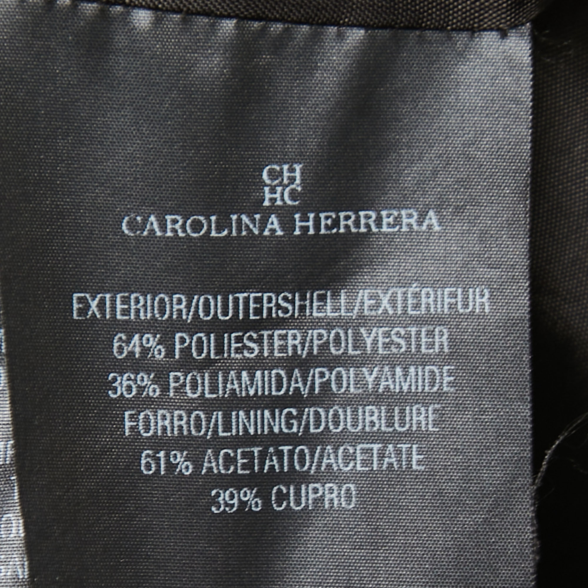 CH Carolina Herrera Navy Blue Floral Embossed Jacquard Peplum Jacket L