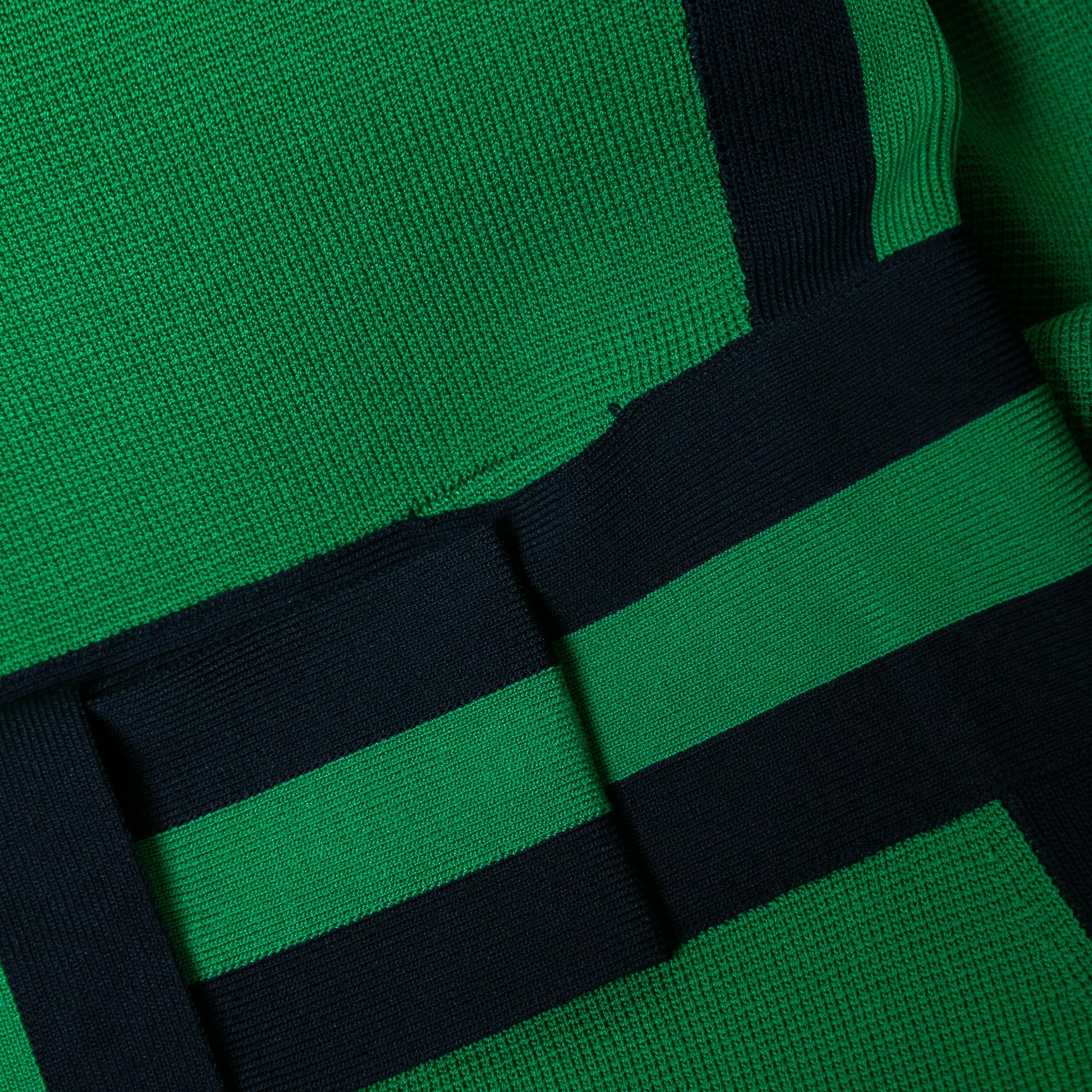 CH Carolina Herrera Green Knit Contrast Detailed Sleeveless Midi Dress XS