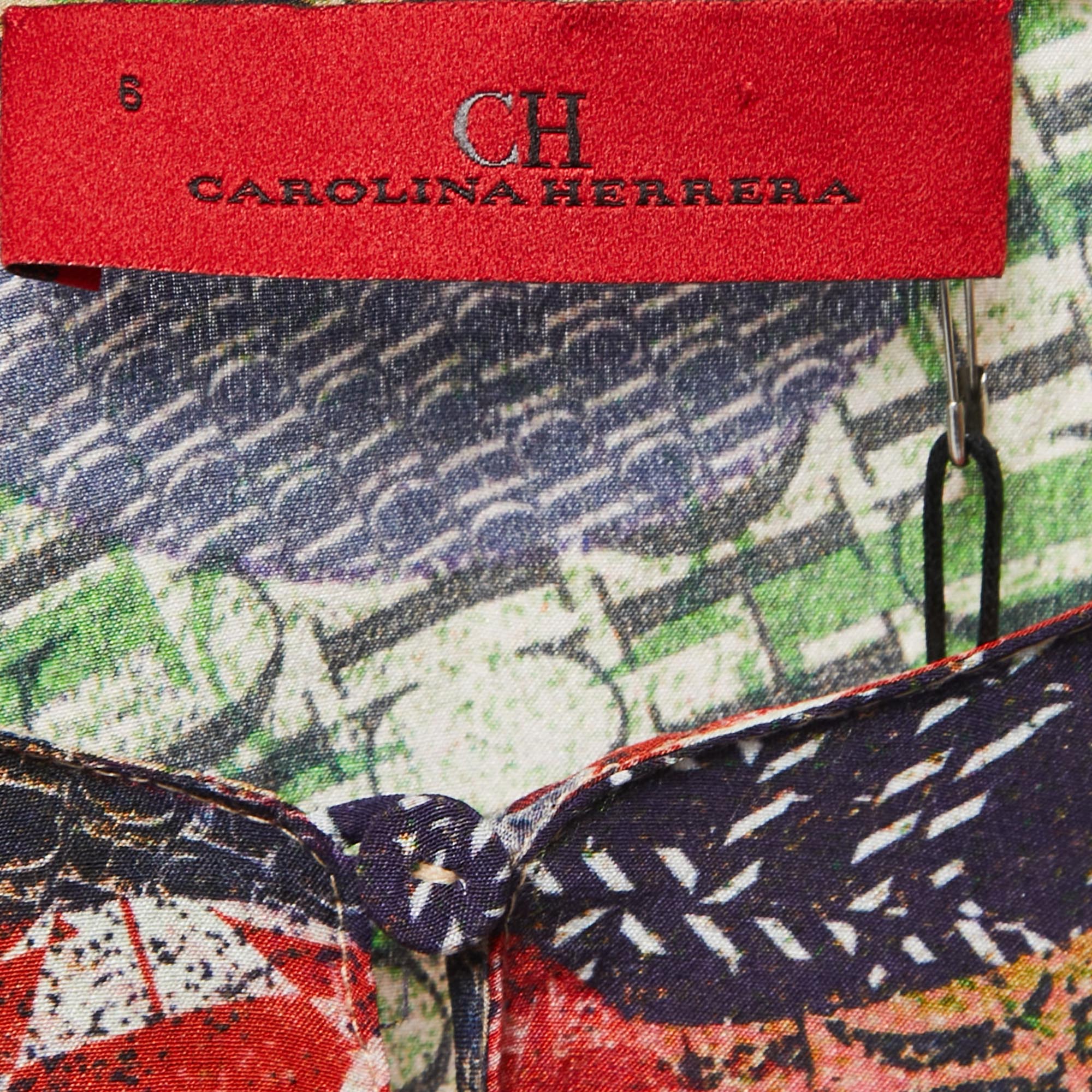 CH Carolina Herrera Multicolor Printed Silk Blouse M