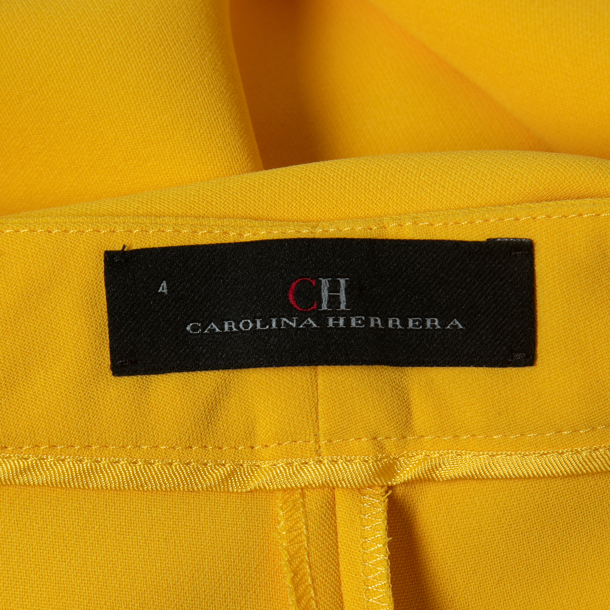 CH Carolina Herrera Yellow Crepe Tapered Trousers S