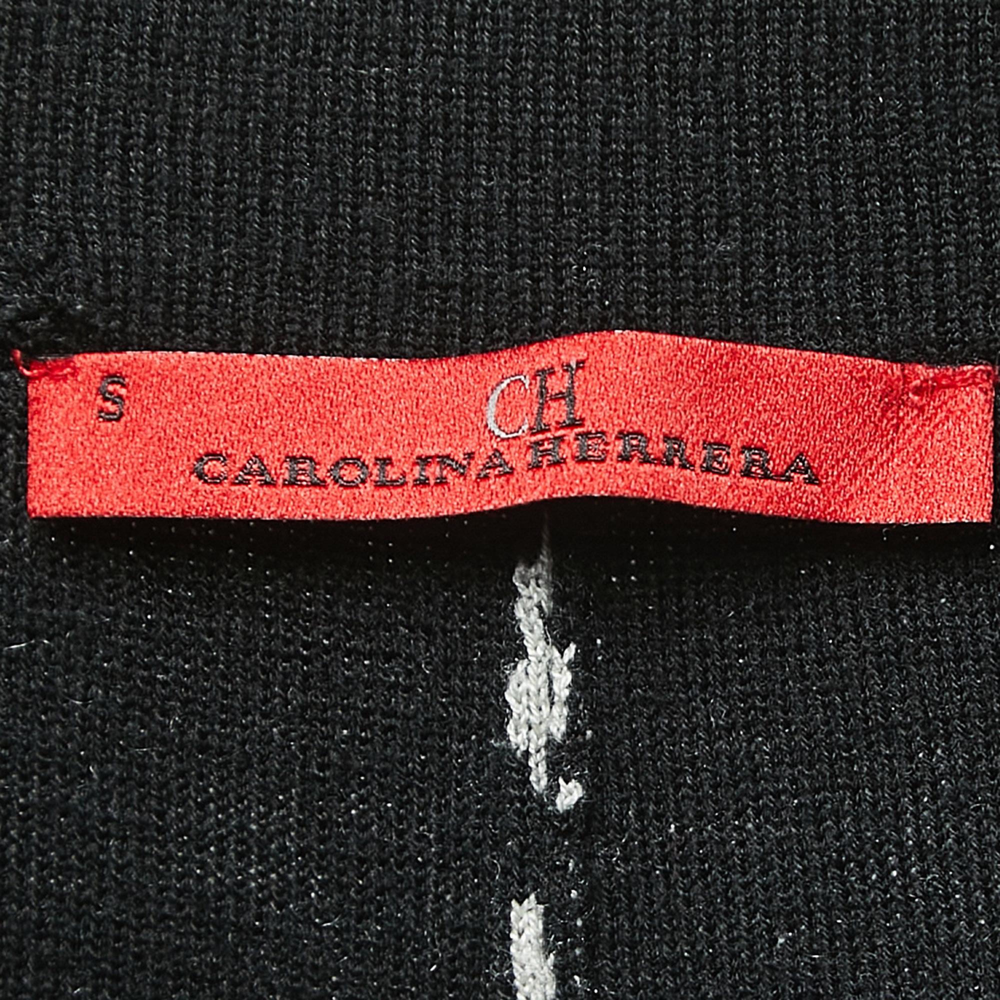 CH Carolina Herrera Black Houndstooth Wool Blend  Elasticized Waist Wide-leg Pants S