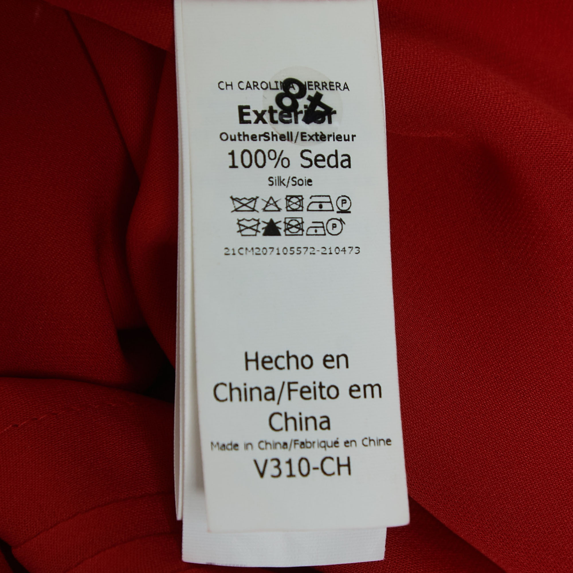 CH Carolina Herrera Red Silk Top S