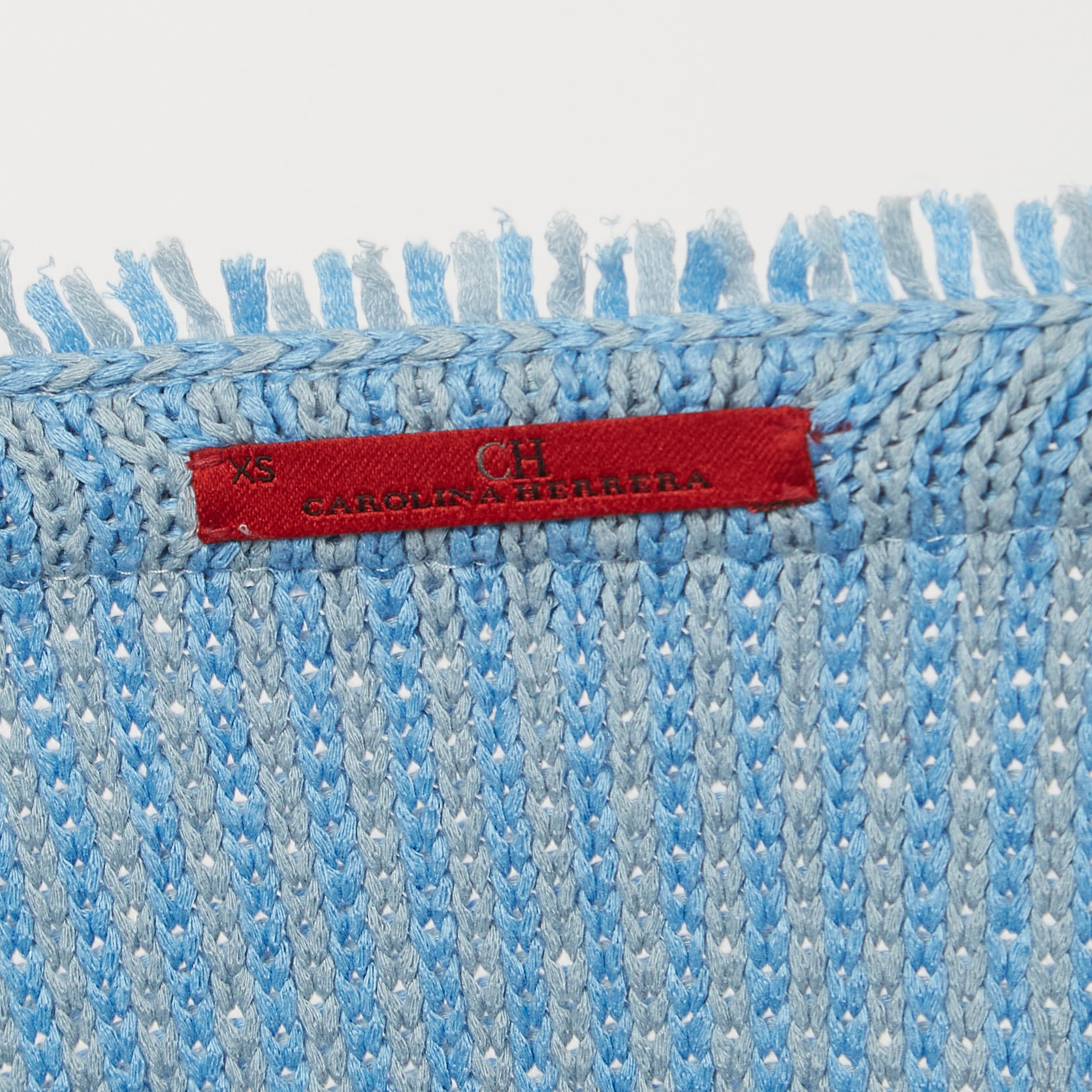 CH Carolina Herrera Blue Crochet Knit Jacket XS