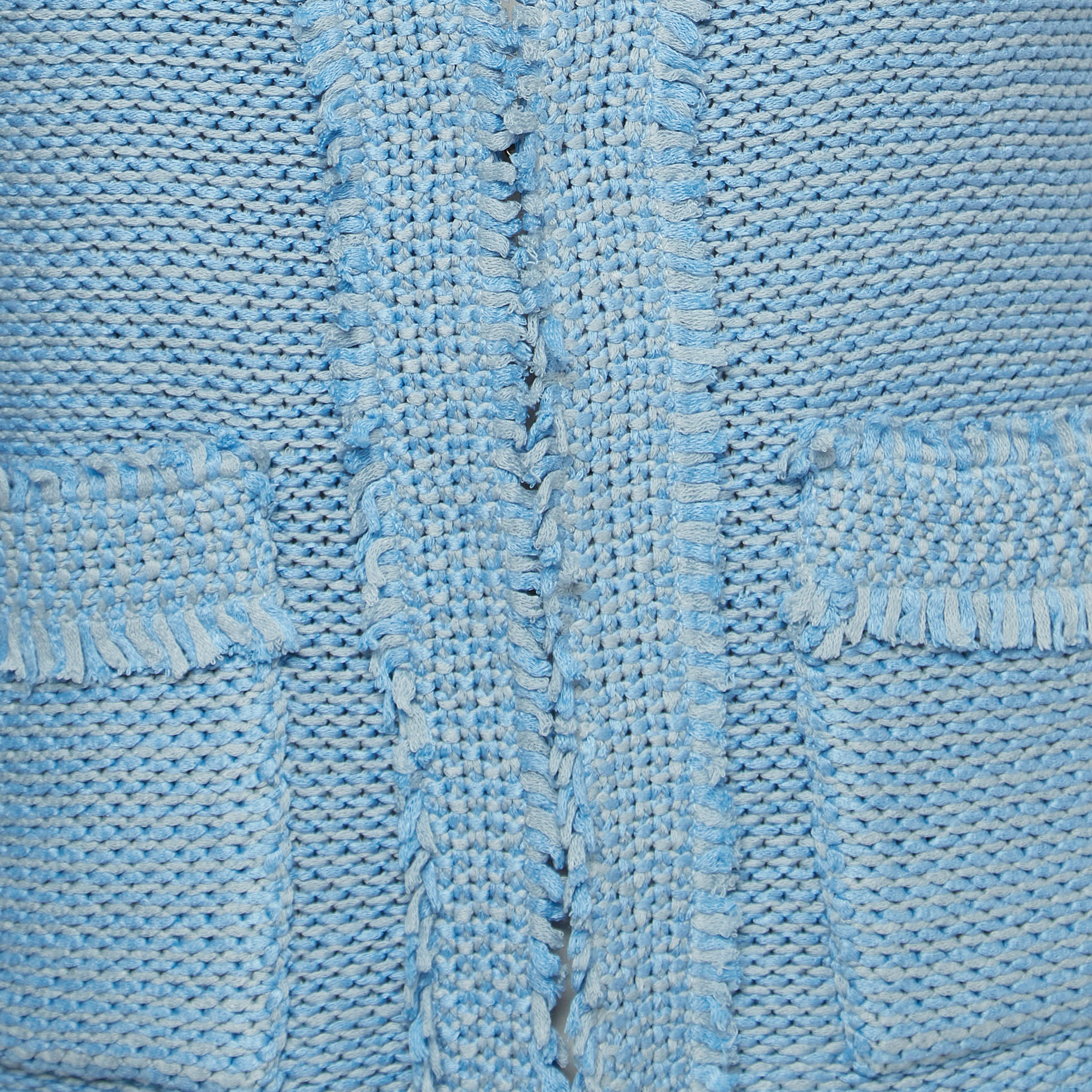 CH Carolina Herrera Blue Crochet Knit Jacket XS