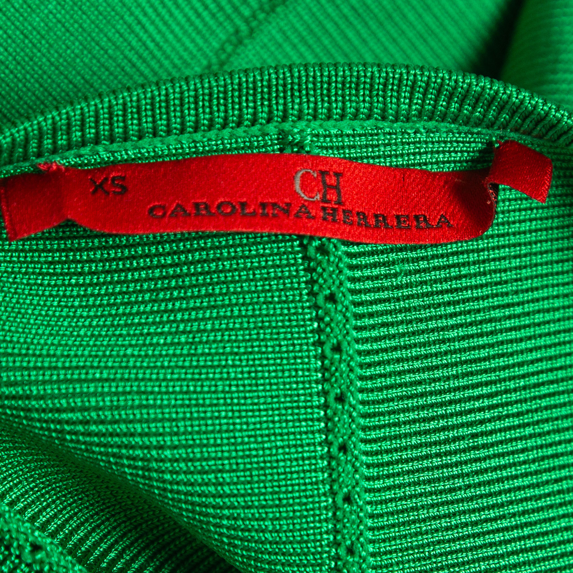 CH Carolina Herrera Green Knit Peplum Top XS