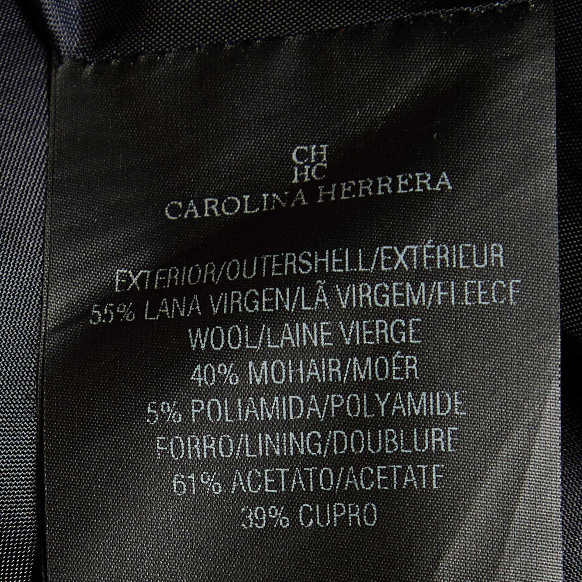 CH Carolina Herrera Navy Blue Wool & Mohair Coat M