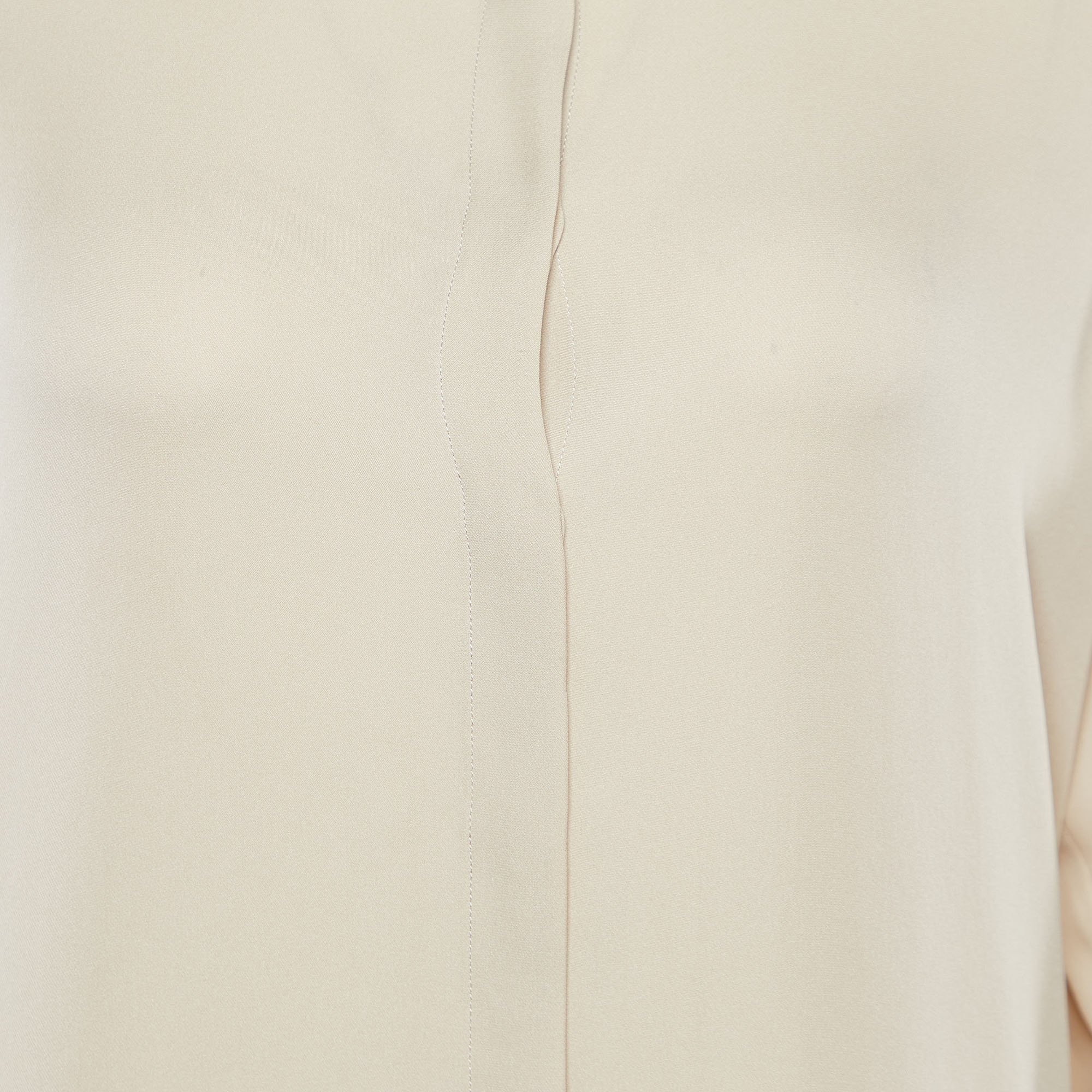 CH Carolina Herrera Beige Silk Buttoned Blouse L