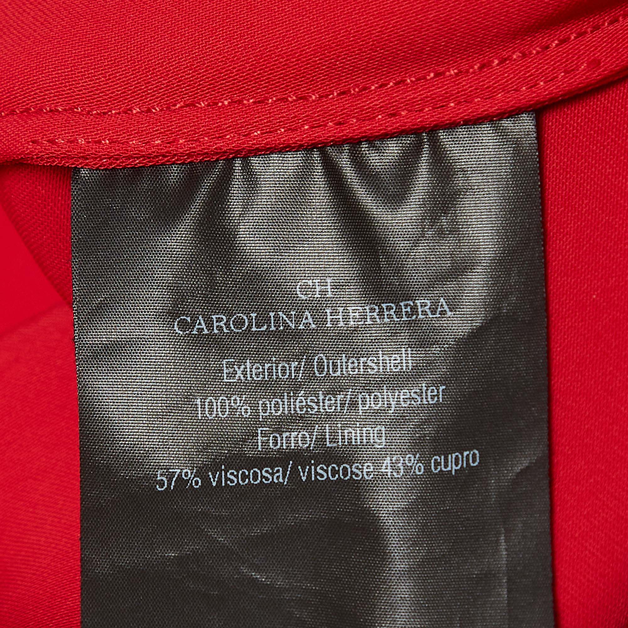 CH Carolina Herrera Red Stretch Crepe Balloon Sleeve Short Dress S