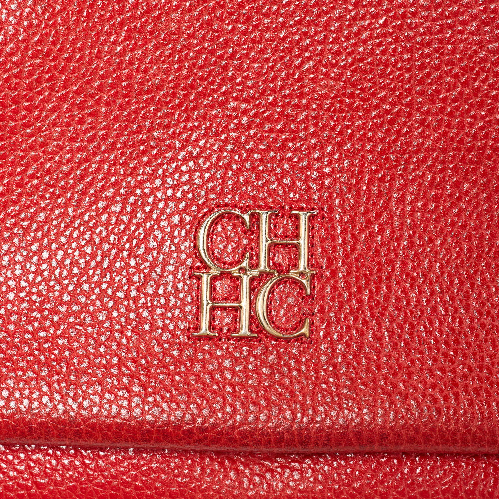 CH Carolina Herrera Red Leather Flap Chain Shoulder Bag