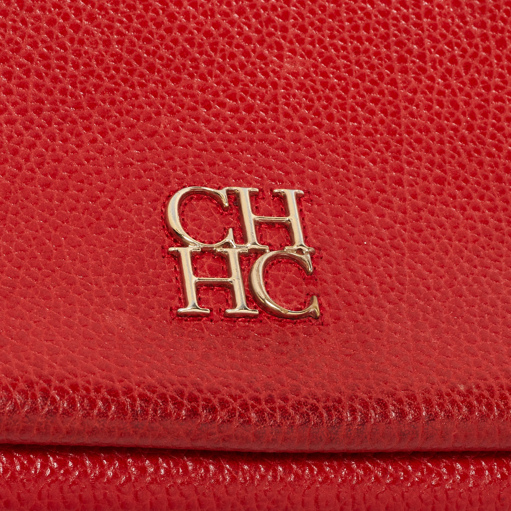 CH Carolina Herrera Red Leather Flap Chain Shoulder Bag