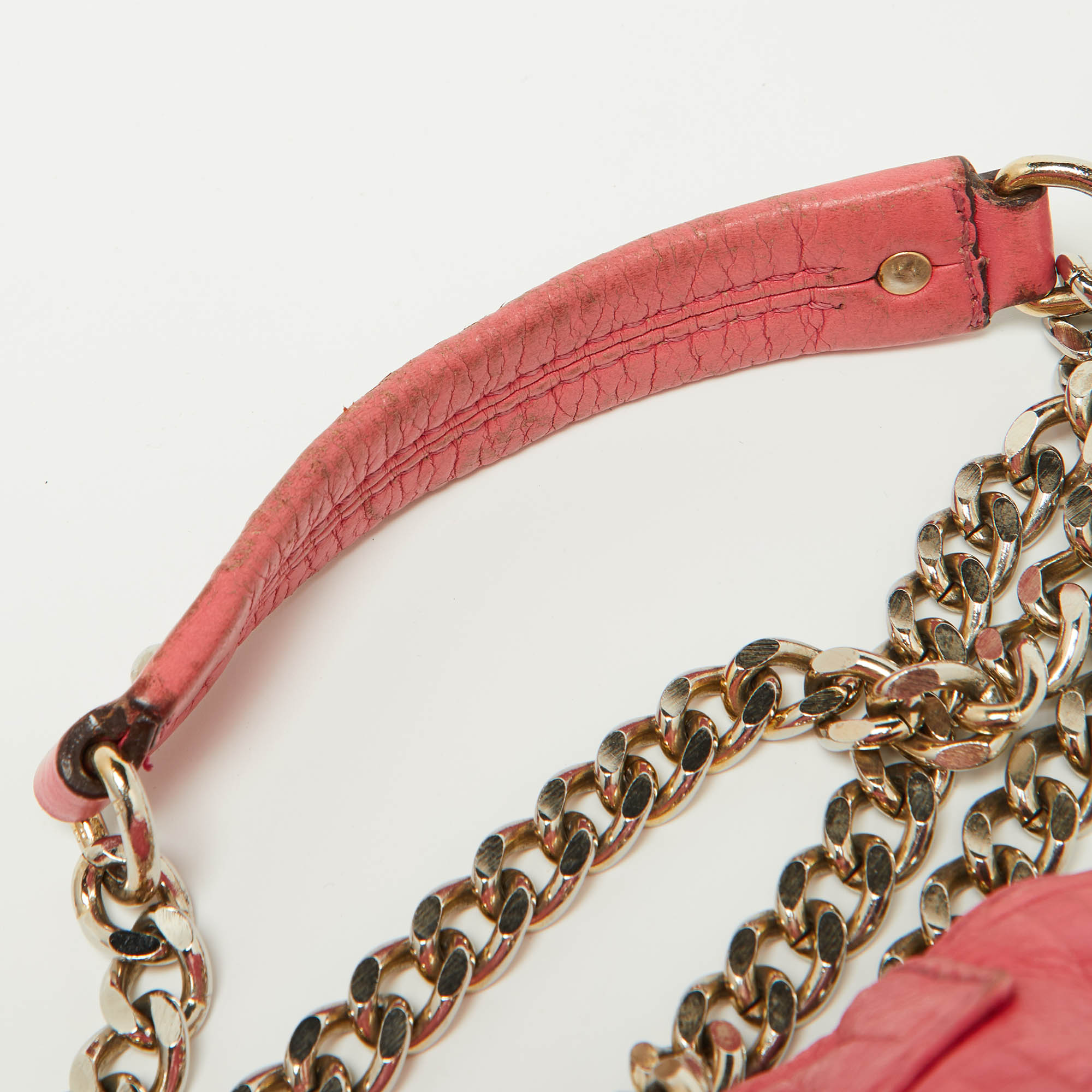 CH Carolina Herrera Pink Monogram Embossed Leather Audrey Shoulder Bag