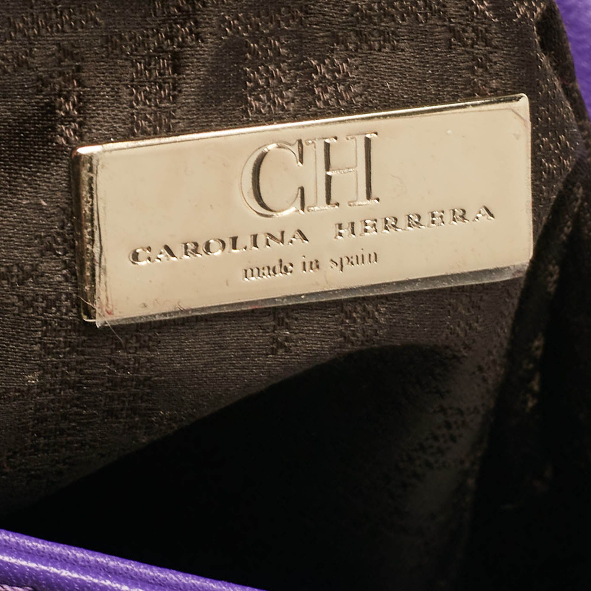 CH Carolina Herrera Purple Leather Flap Shoulder Bag