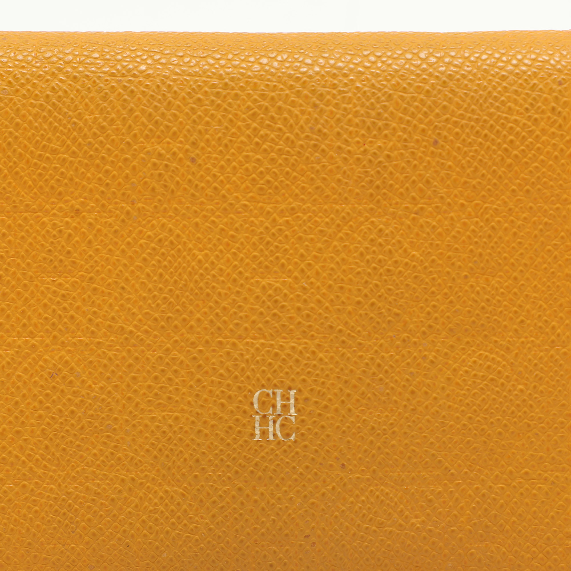 CH Carolina Herrera Yellow Embossed Leather Wallet