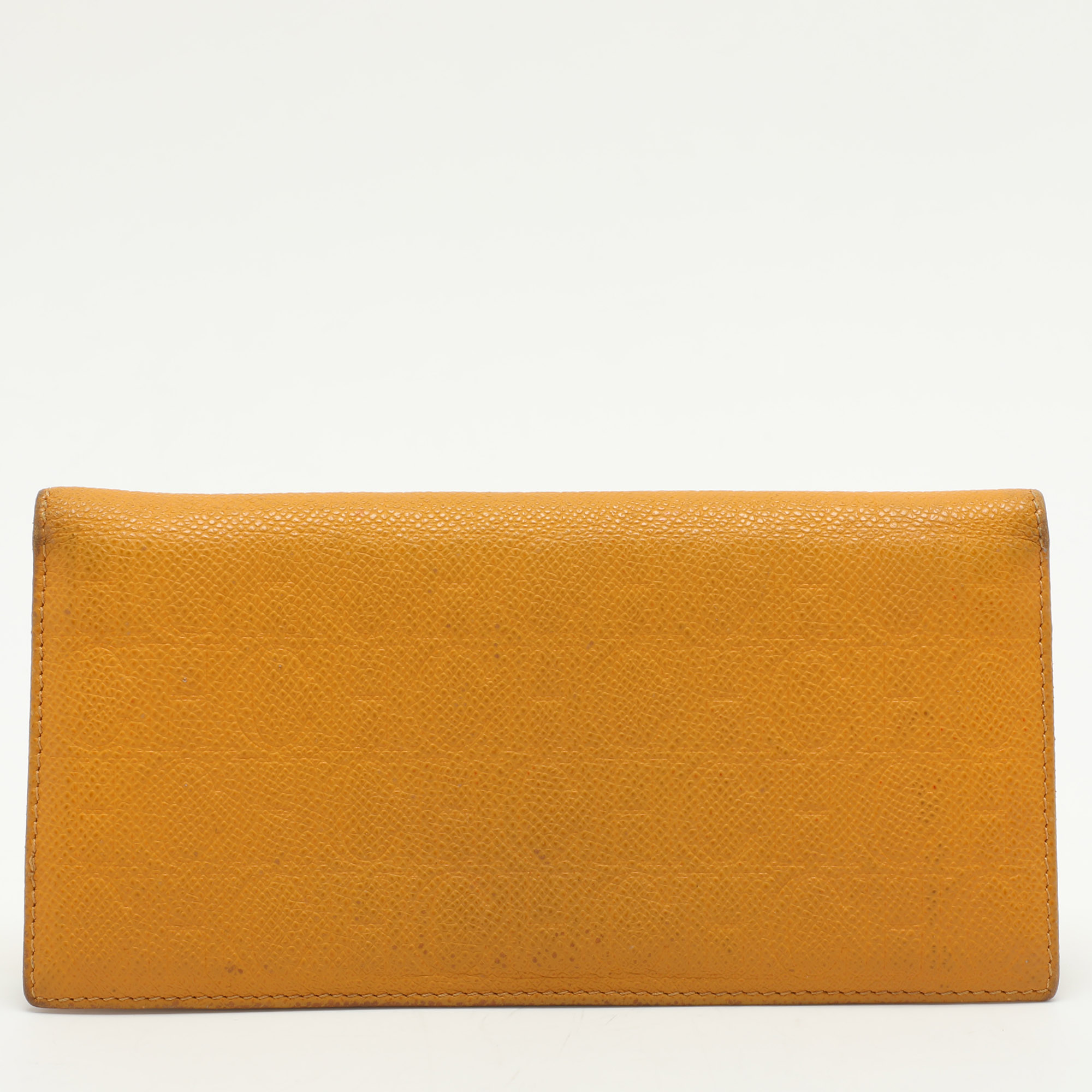 CH Carolina Herrera Yellow Embossed Leather Wallet