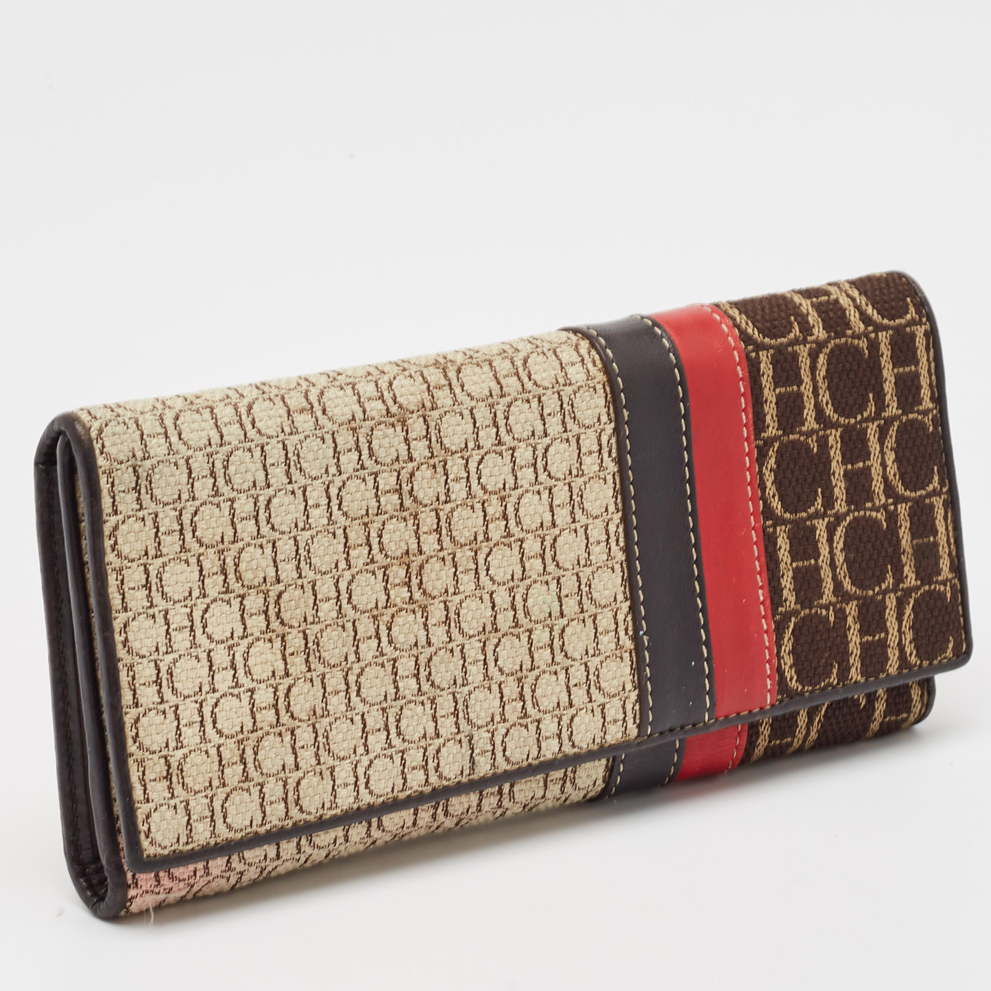 CH Carolina Herrera Multicolor Monogram Canvas And Leather Continental Wallet