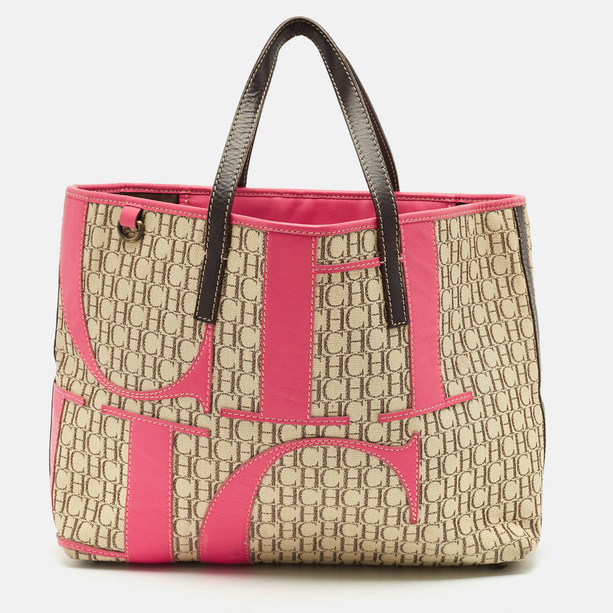 CH Carolina Herrera Tricolor Monogram Canvas and Leather Shopper Tote, Multicolor
CH Carolina Herrera Tricolor Monogram Canvas and Leather Shopper Tote, Multicolor