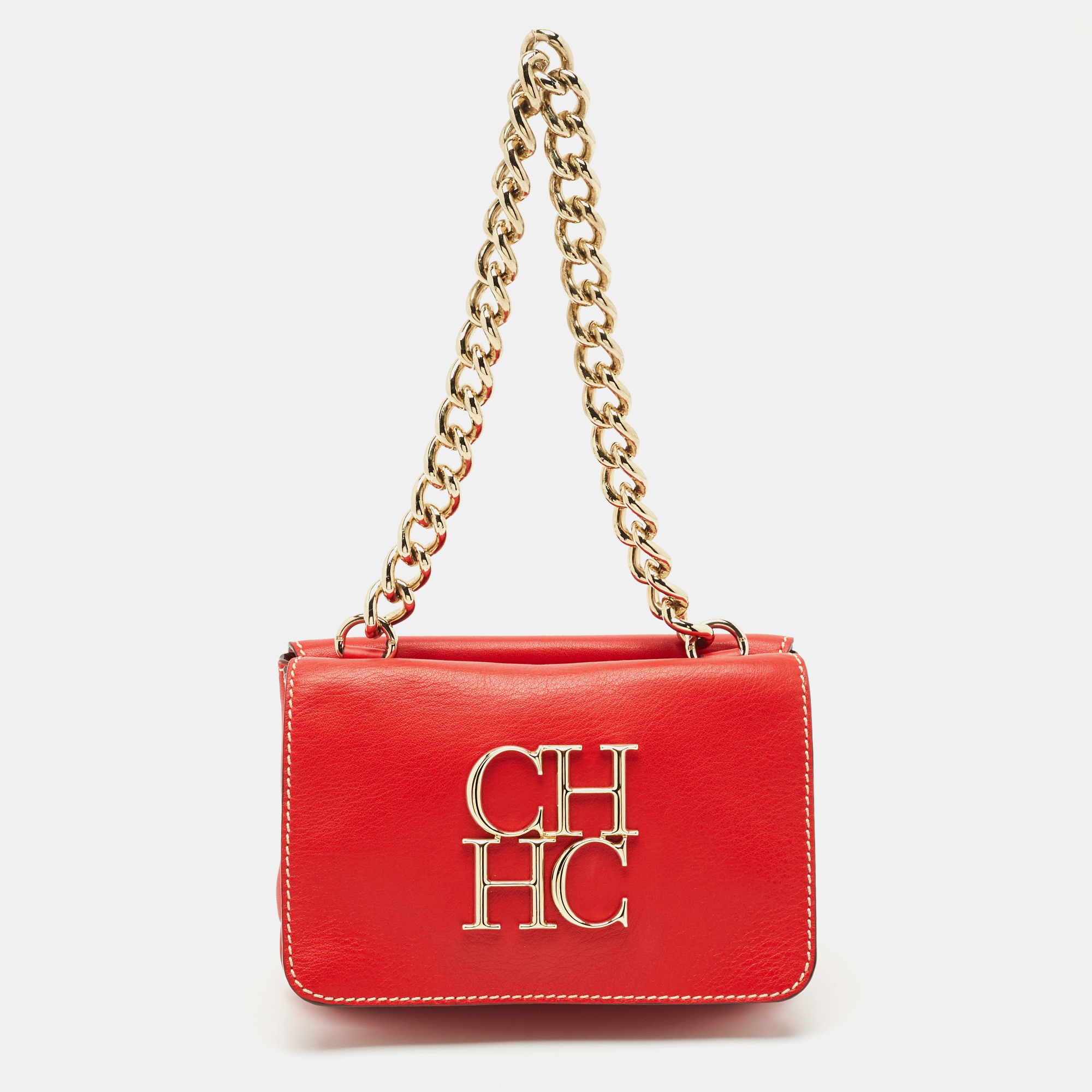 CH Carolina Herrera Red Leather Double Flap Chain Shoulder Bag
CH Carolina Herrera Red Leather Double Flap Chain Shoulder Bag