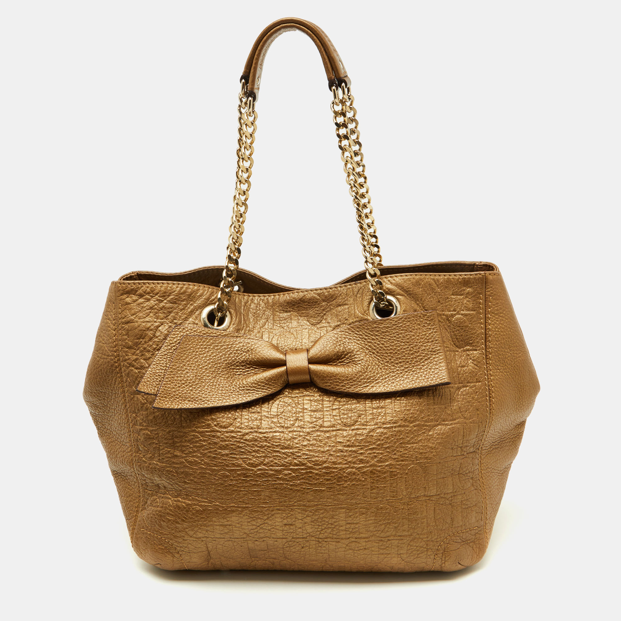 Metallic Monogram Leather Audrey Tote - CH Carolina Herrera - Modalova