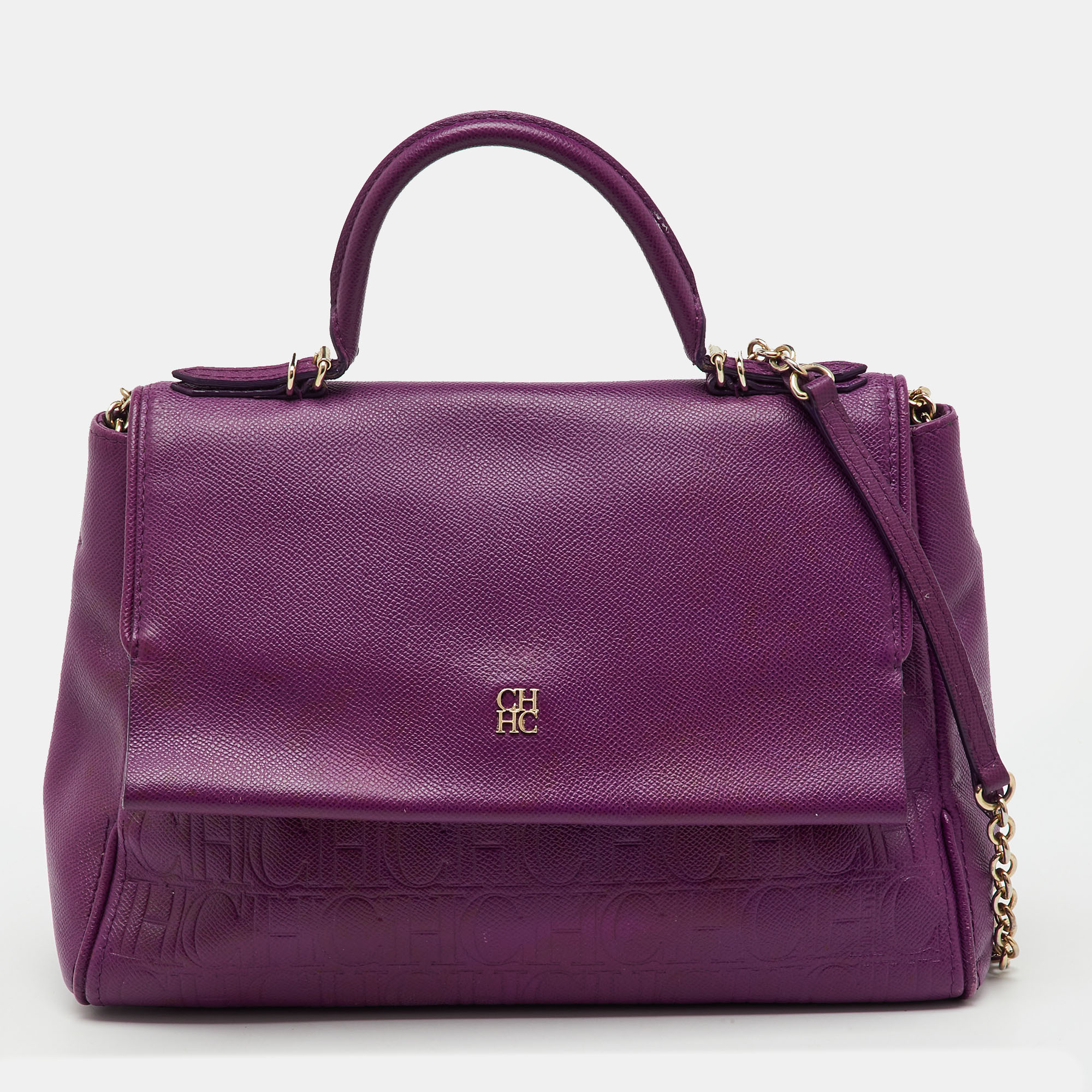Monogram Embossed Leather Minuetto Top Handle Bag - CH Carolina Herrera - Modalova