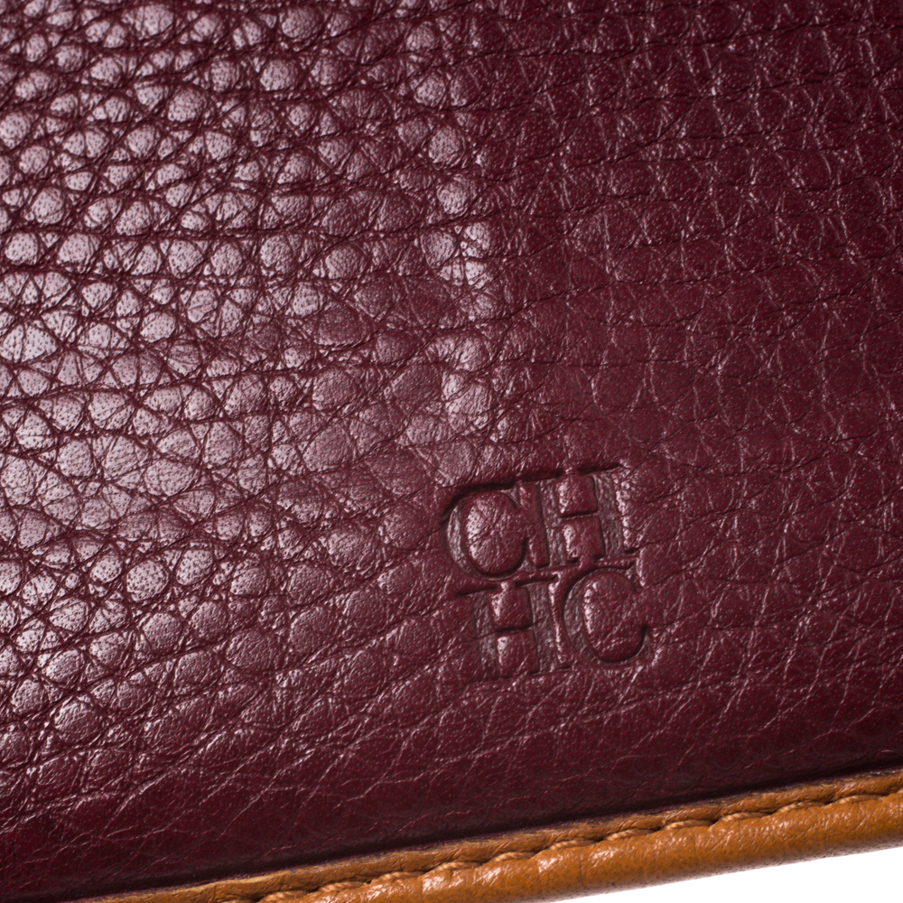 CH Carolina Herrera Mustard Monogram Embossed Leather Trifold Continental Wallet