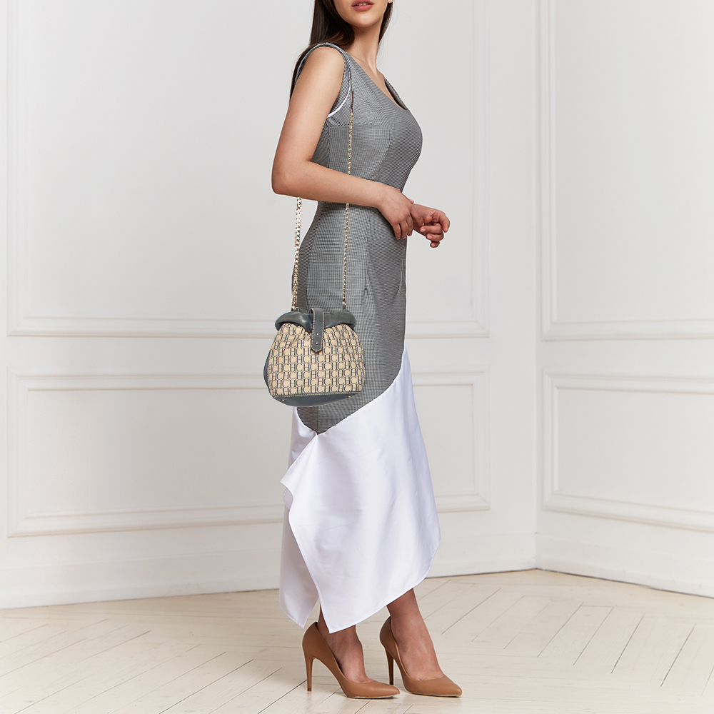 CH Carolina Herrera Blue/White Monogram Canvas and Leather Bucket Chain Bag
CH Carolina Herrera Blue/White Monogram Canvas and Leather Bucket Chain Bag