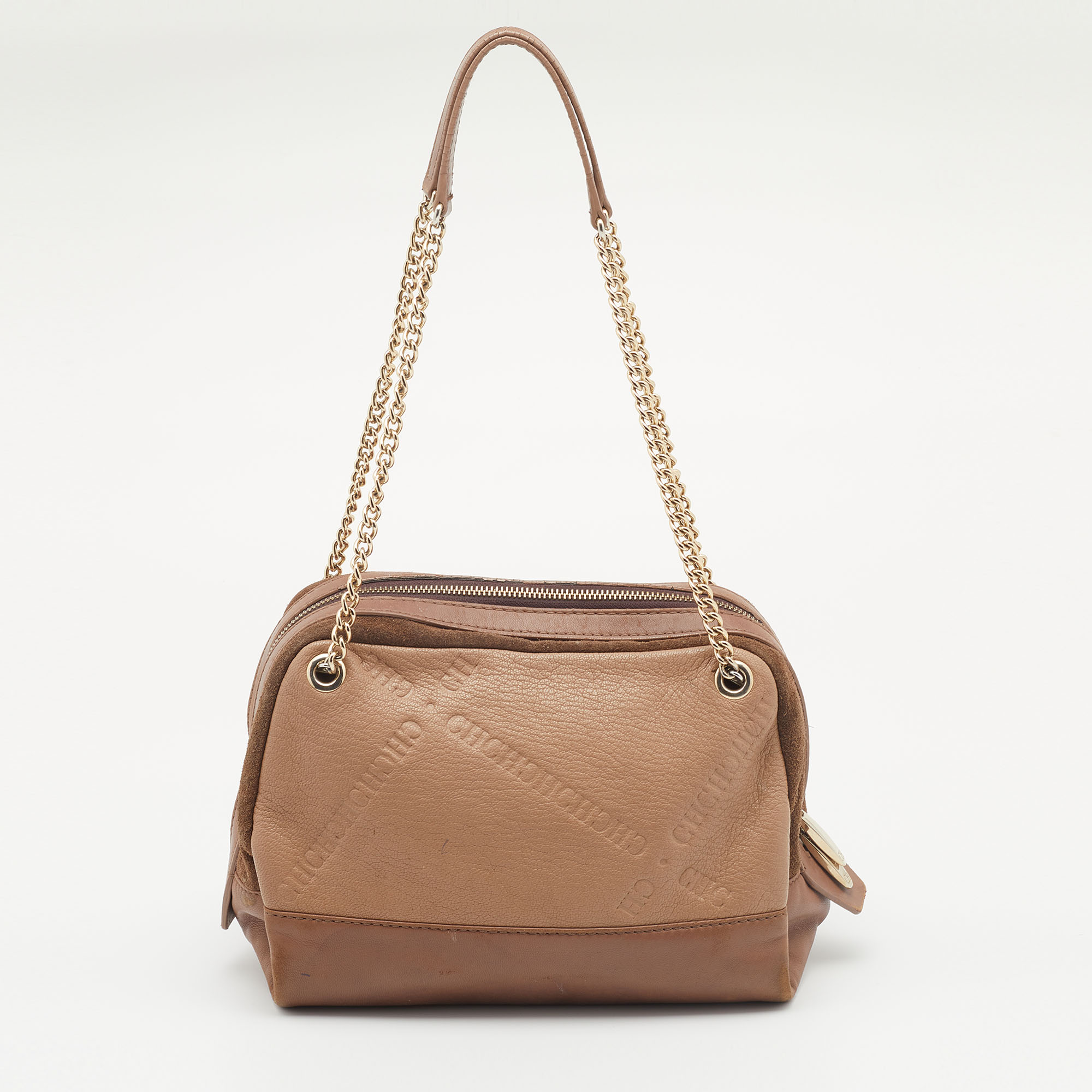 CH Carolina Herrera Brown Leather And Suede Chain Satchel