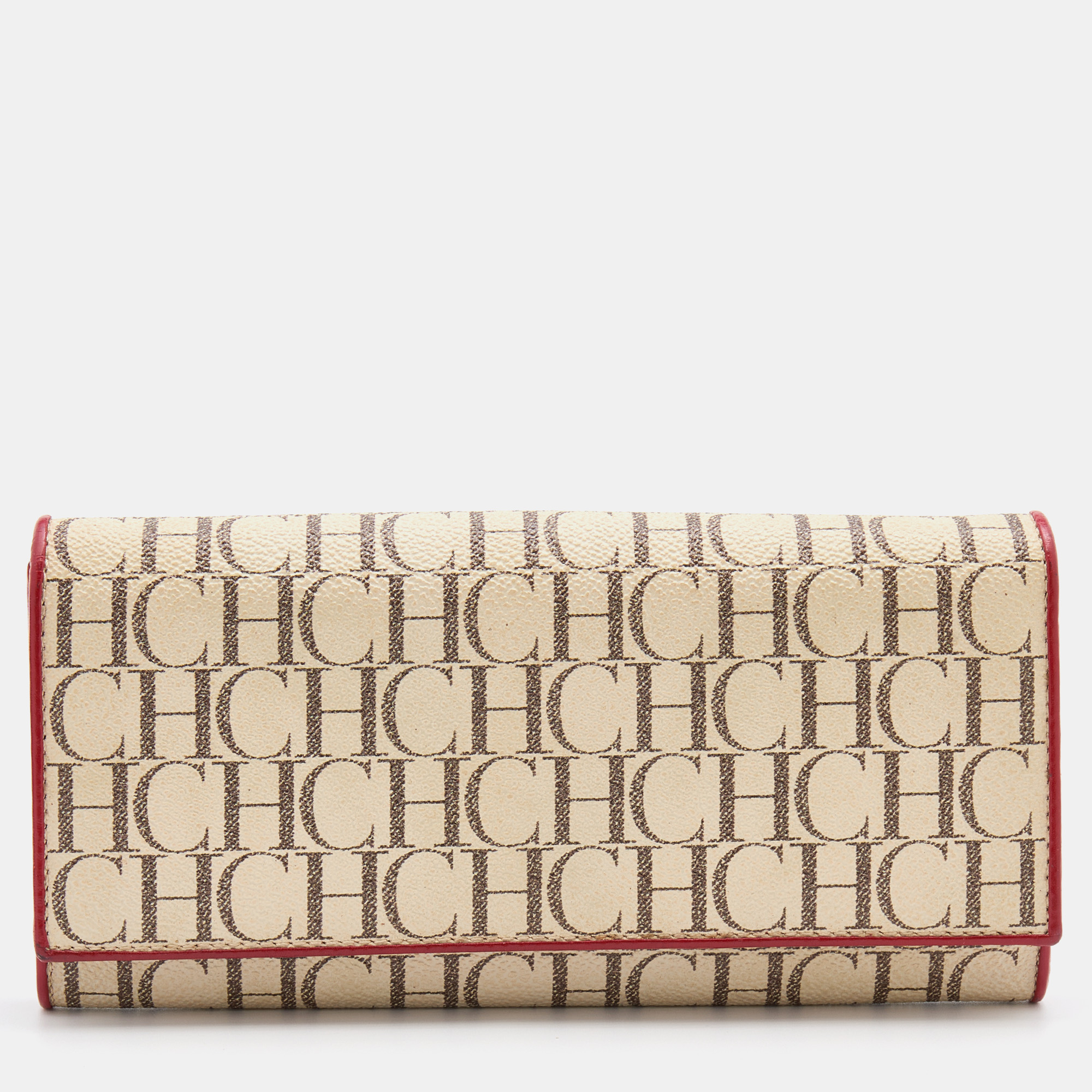 CH Carolina Herrera Cream/Red Monogram Coated Canvas Continental Wallet
CH Carolina Herrera Cream/Red Monogram Coated Canvas Continental Wallet