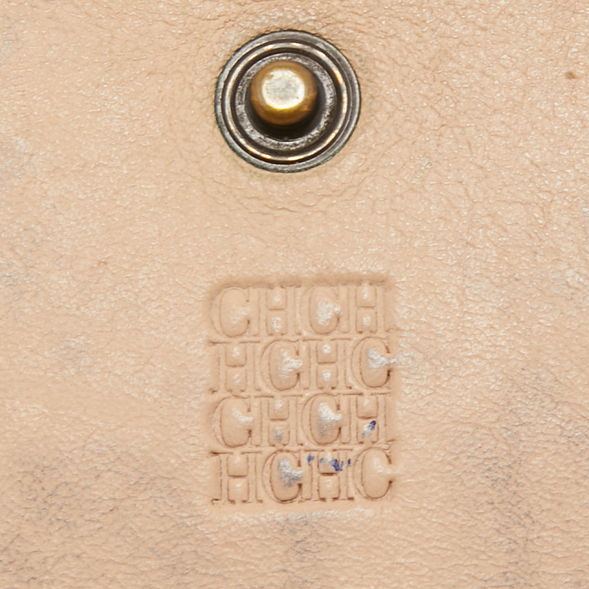 CH Carolina Herrera Brown/Beige Monogram Embossed Leather Continental Wallet