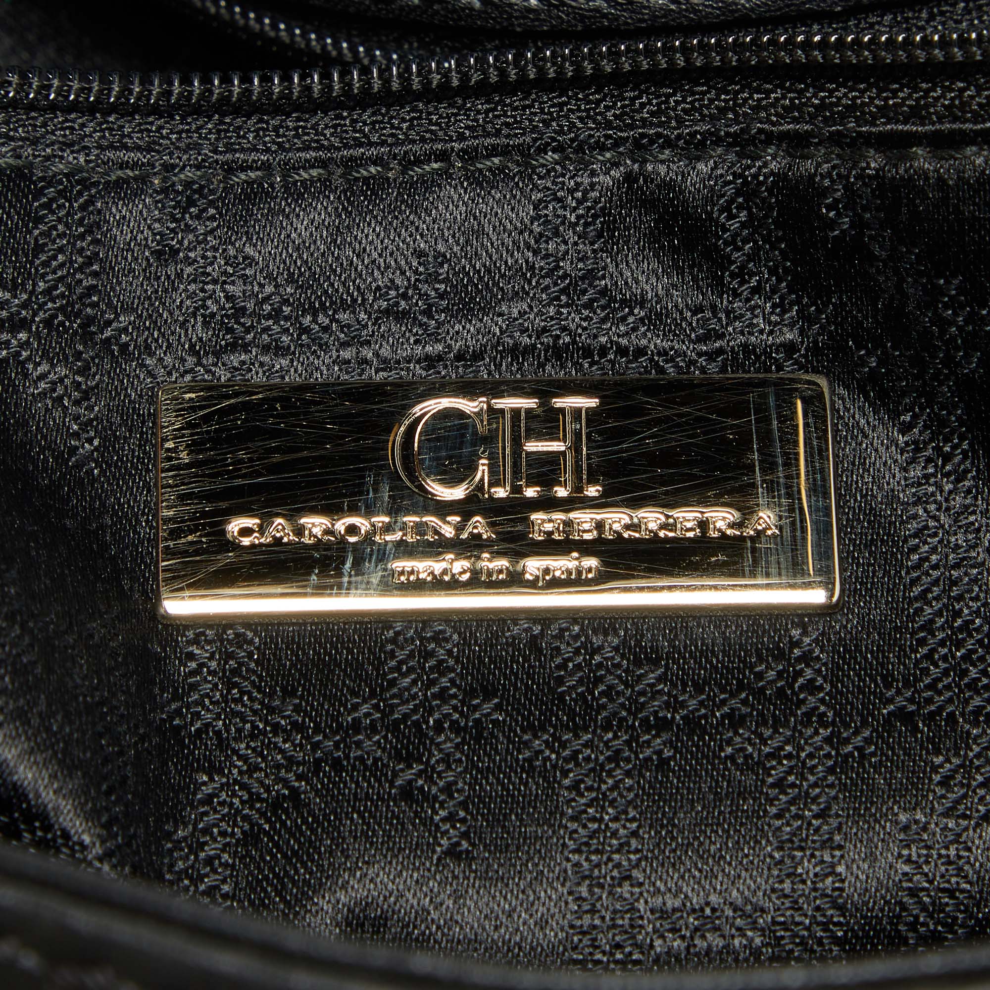 CH Carolina Herrera Black Leather Flap Shoulder Bag