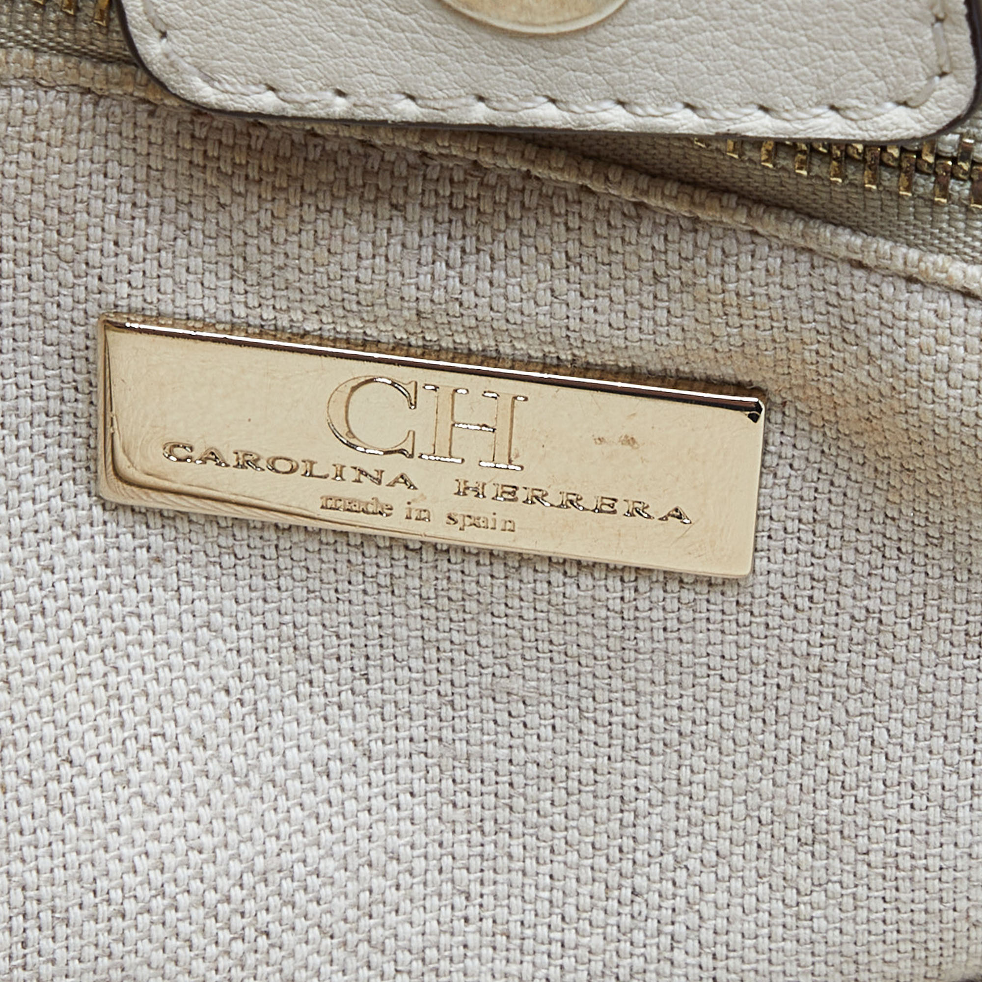 CH Carolina Herrera Cream Leather Tote