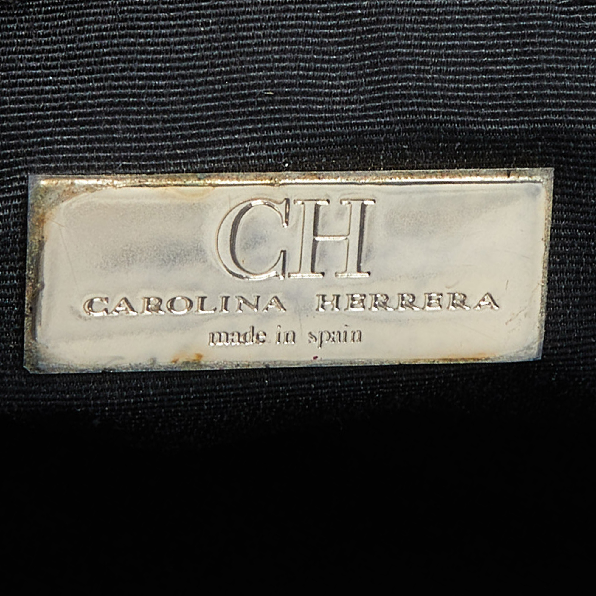 Carolina Herrera Black Quilted Logo Embossed Nubucke Leather Chain Tote