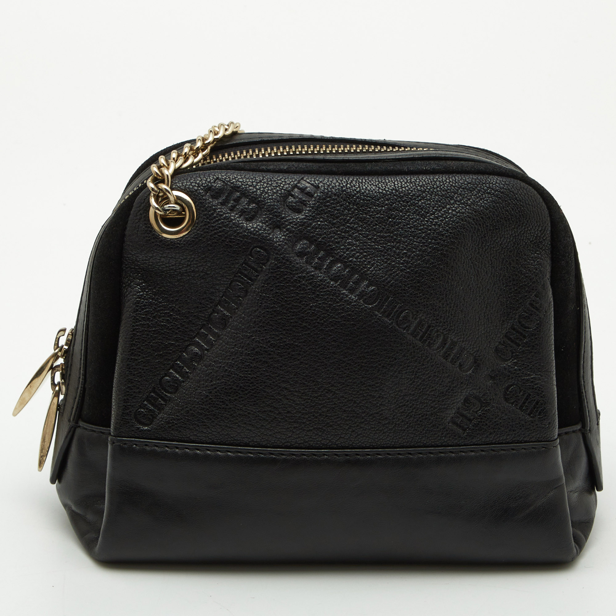 CH Carolina Herrera Black Leather Chain Crossbody Bag