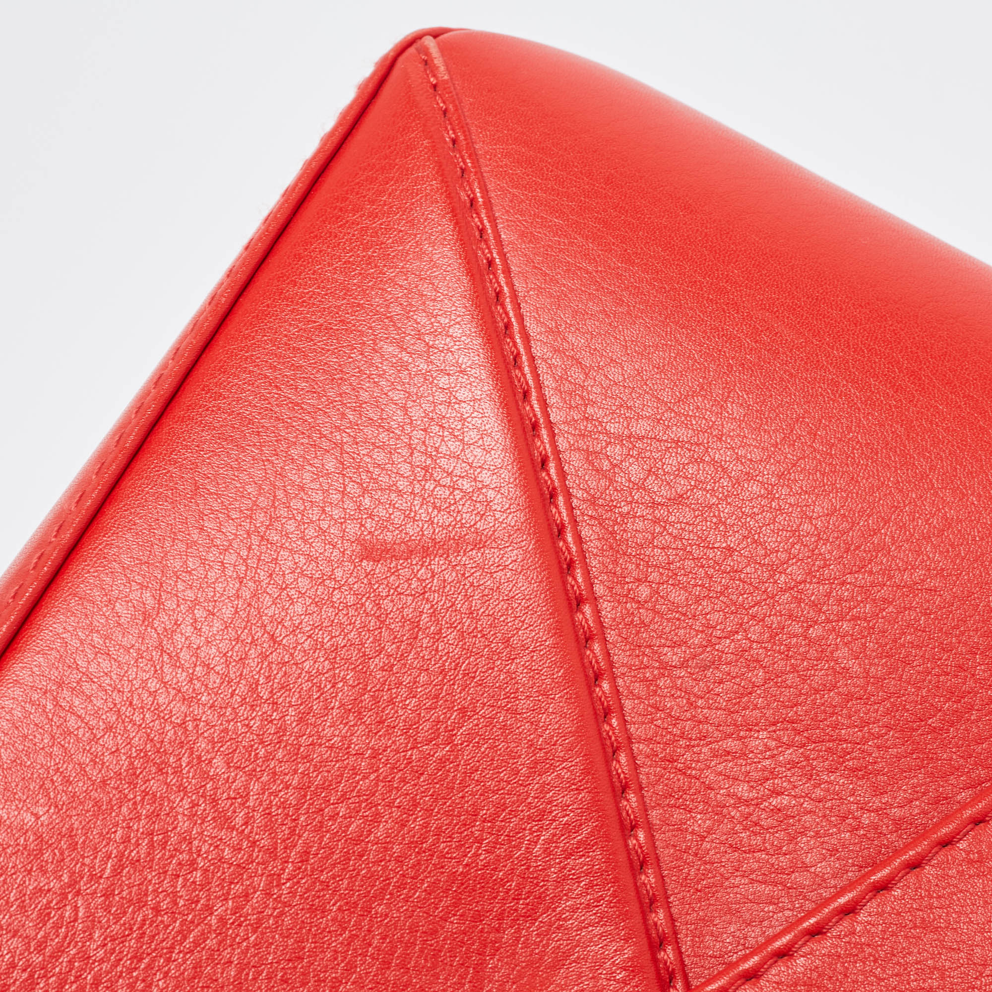 CH Carolina Herrera Red Leather Envelope Flap Shoulder Bag
