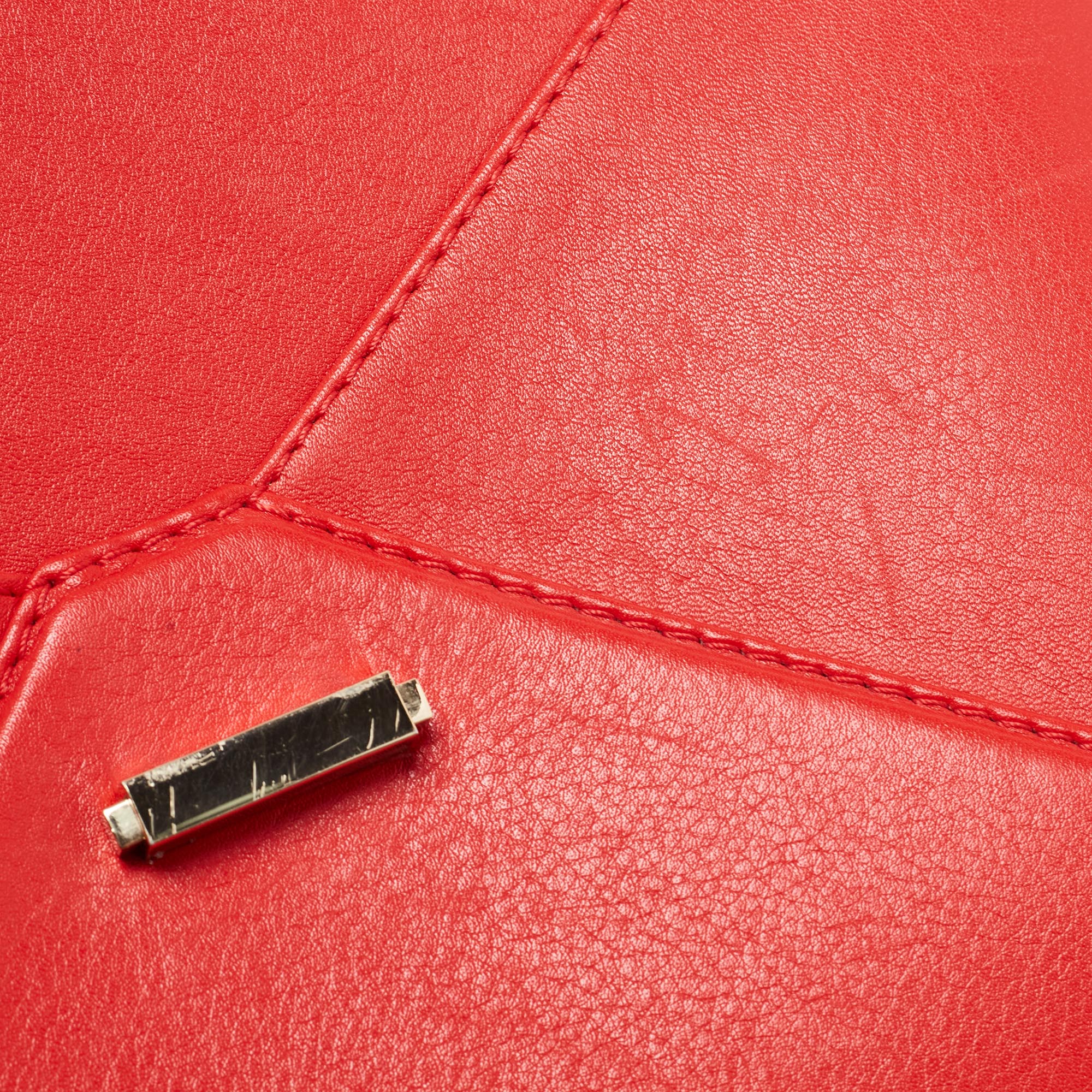CH Carolina Herrera Red Leather Envelope Flap Shoulder Bag