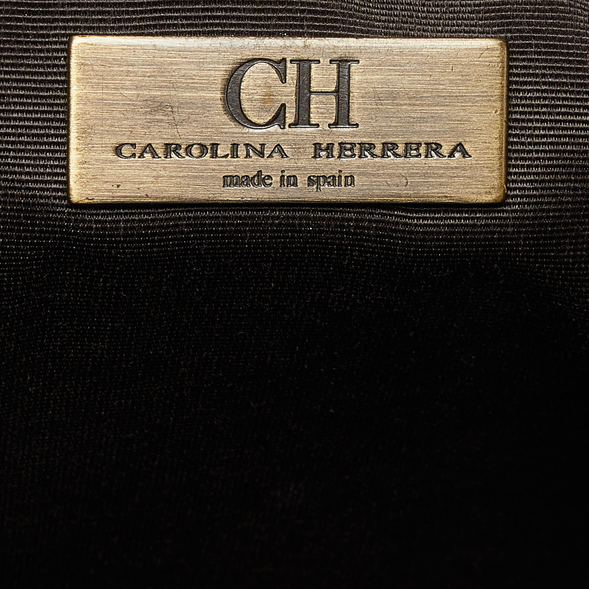 CH Carolina Herrera Beige/Brown Monogram Canvas And Leather Tote