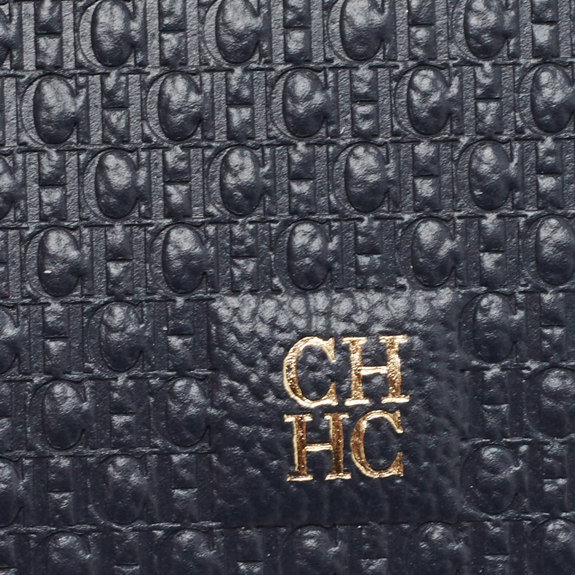 CH Carolina Herrera Blue Monogram Leather Coin Purse