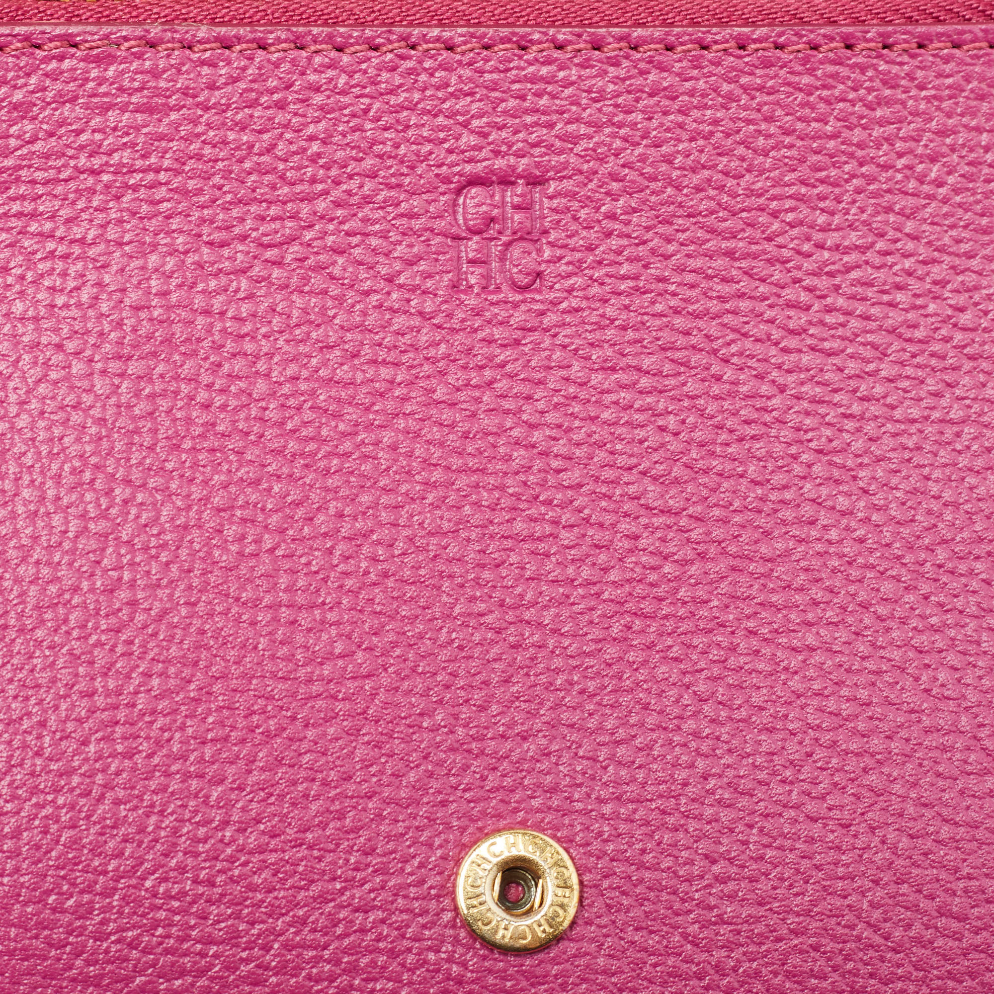 CH Carolina Herrera Magenta Monogram Leather Compact Wallet