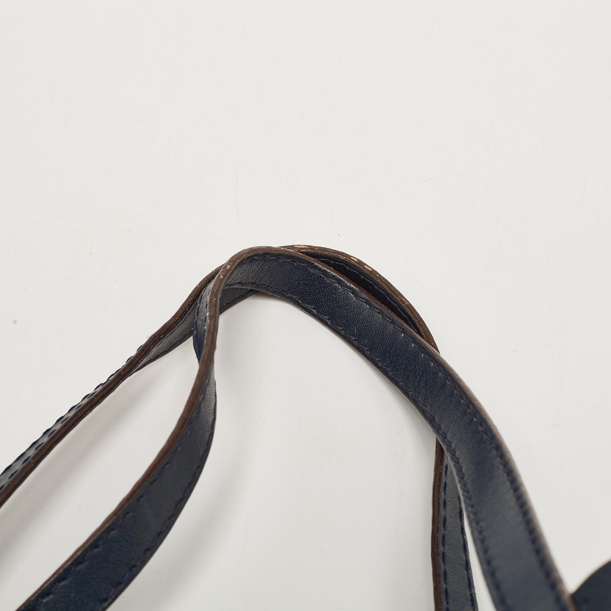 CH Carolina Herrera Blue Monogram Embossed Leather Matryoshka Tote
