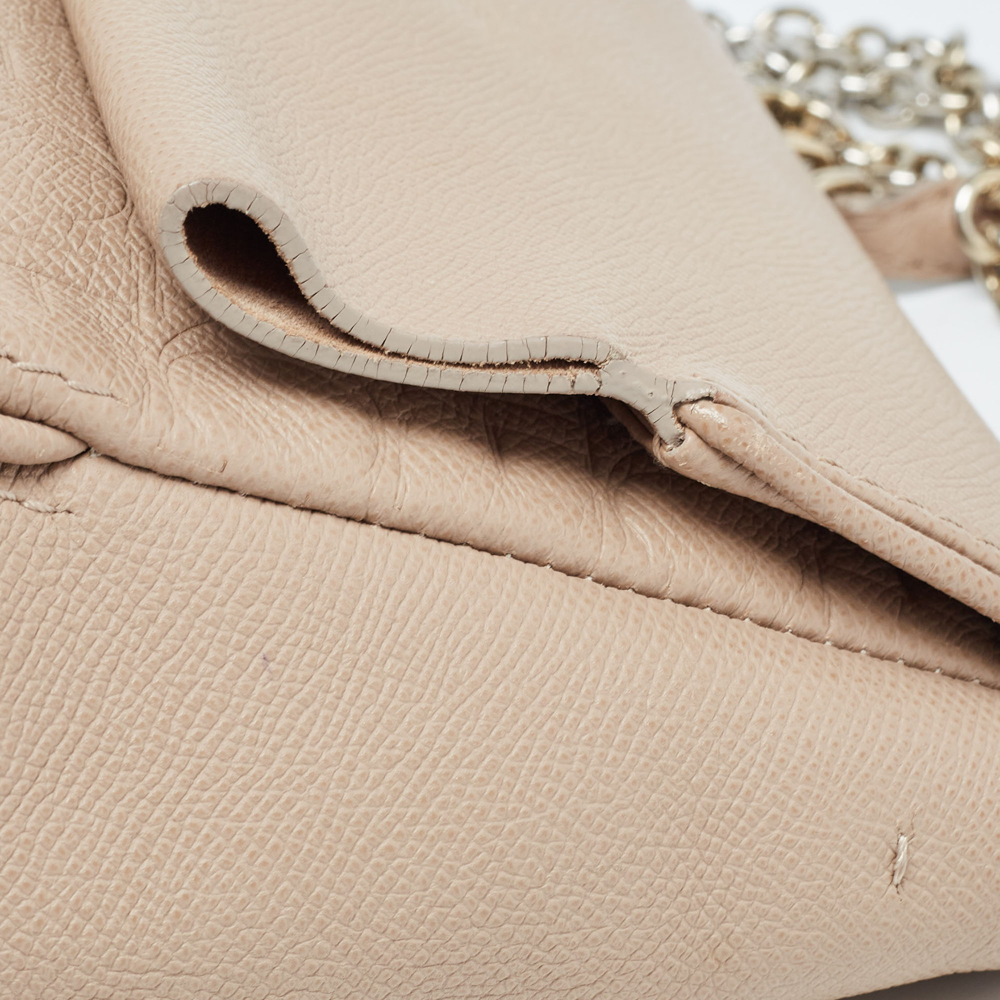 CH Carolina Herrera Beige Leather Small Minuetto Top Handle Bag