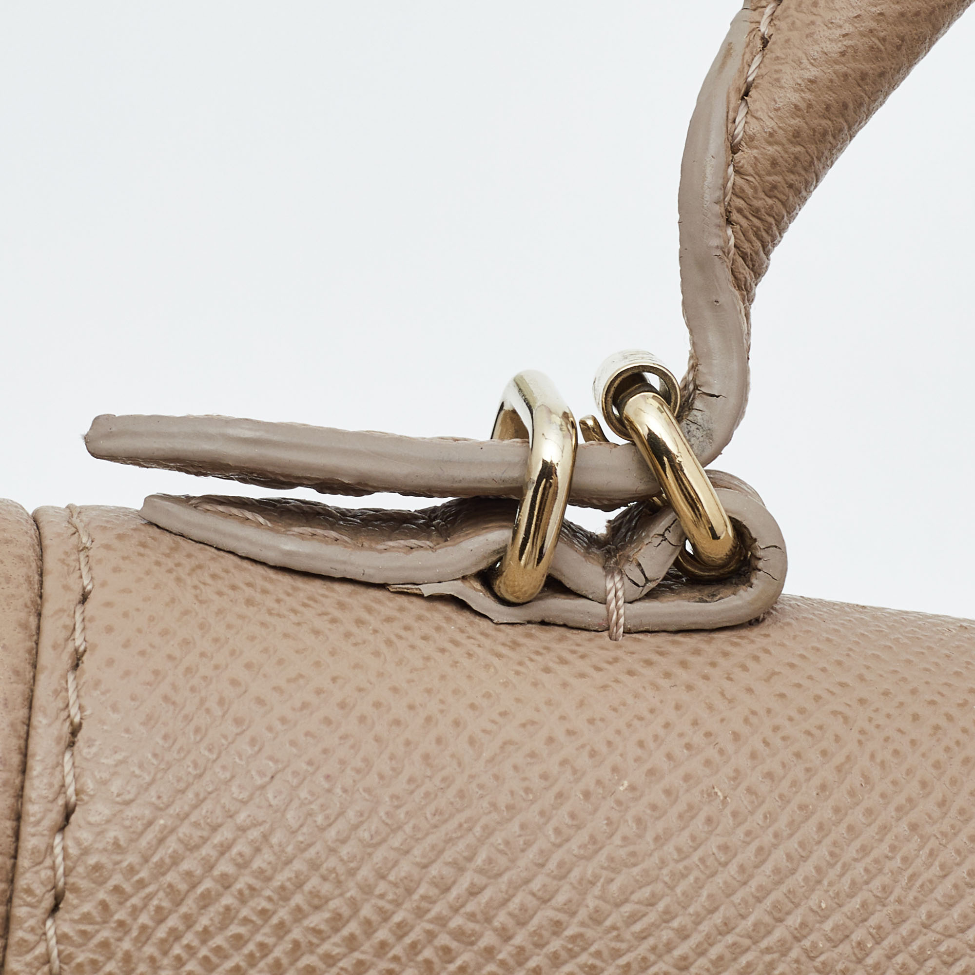 CH Carolina Herrera Beige Leather Small Minuetto Flap Top Handle Bag