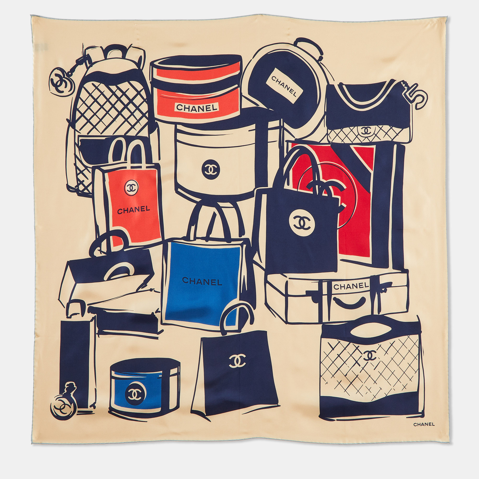 Chanel Beige Bags Printed Silk Square Scarf