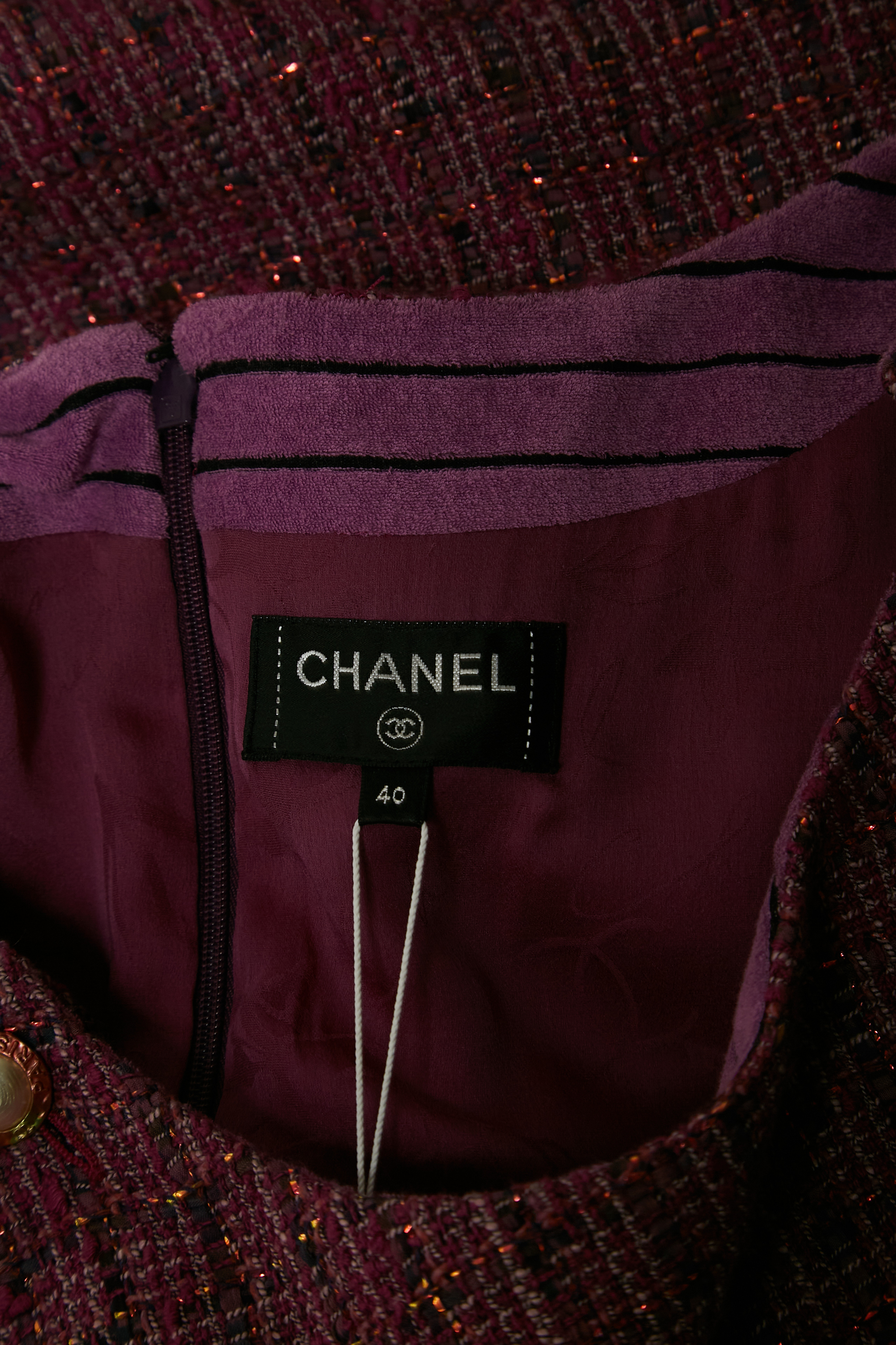 Chanel Purple Fantasy Tweed Mini Tunic Dress M